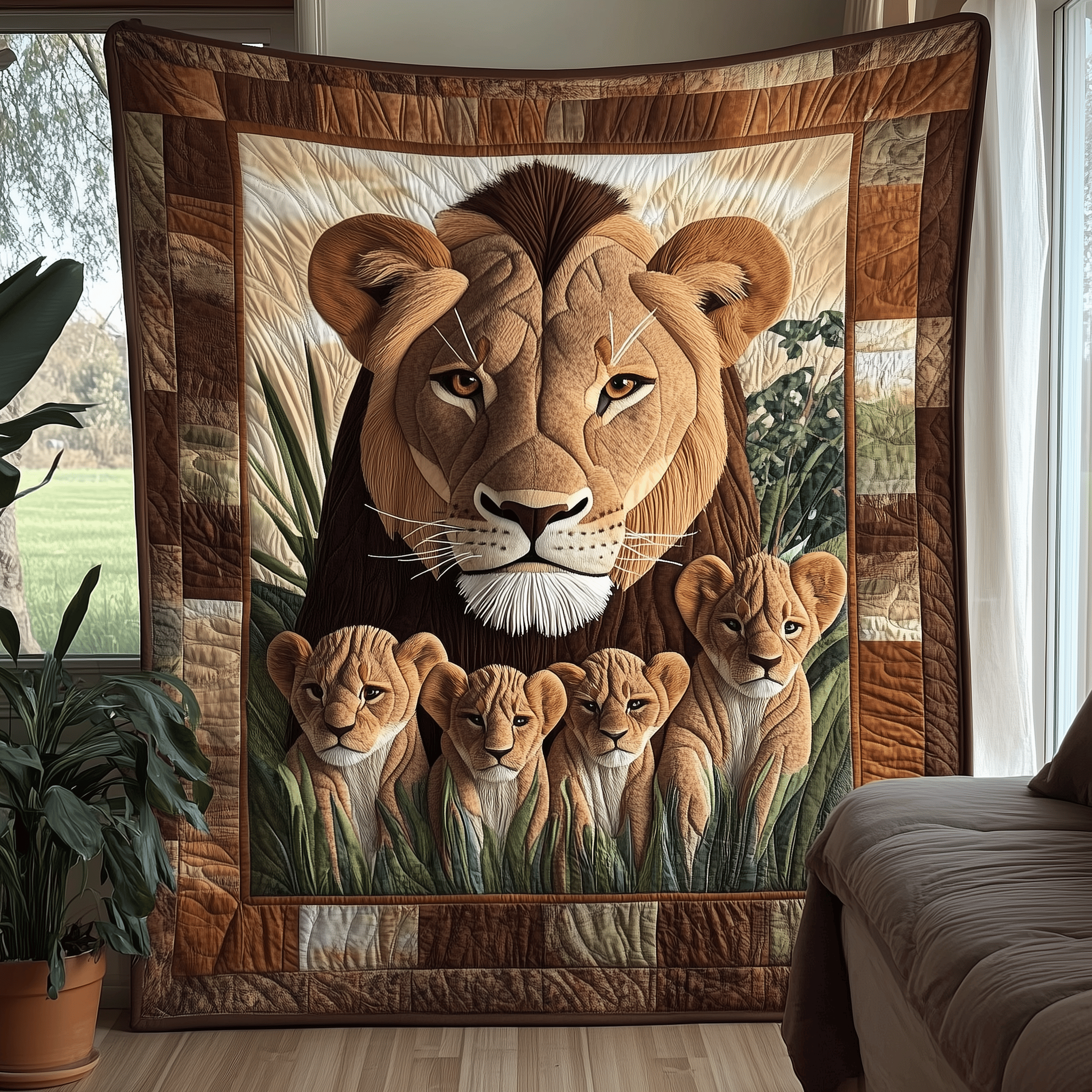 Lion and Mom Bond of Love Quilted Blanket Feel Closer to Your Loved Ones with a Shared Blanket Lion and Mom Bond of Love Quilted Blanket Feel Closer to Your Loved Ones with a Shared Blanket