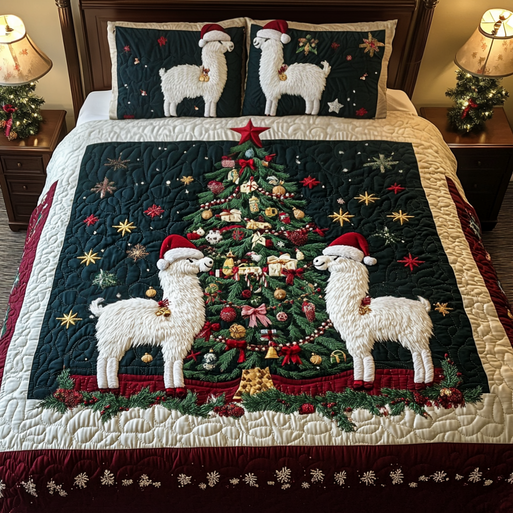 Llama Festivities Quilted Bedding Set Llama Gifts For Her Llama Festivities Quilted Bedding Set Llama Gifts For Her