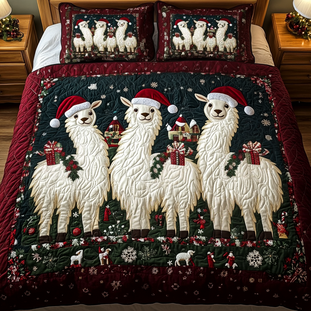 Llama Wonderland Quilted Bedding Set Llama Gifts For Her Llama Wonderland Quilted Bedding Set Llama Gifts For Her
