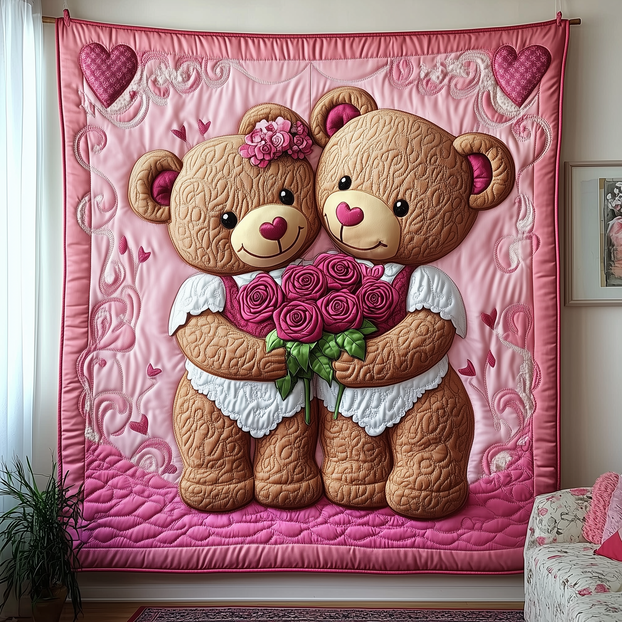 Love Bear Couple Quilted Blanket Unique Blankets And Throws Cute Valentines Gifts Love Bear Couple Quilted Blanket Unique Blankets And Throws Cute Valentines Gifts