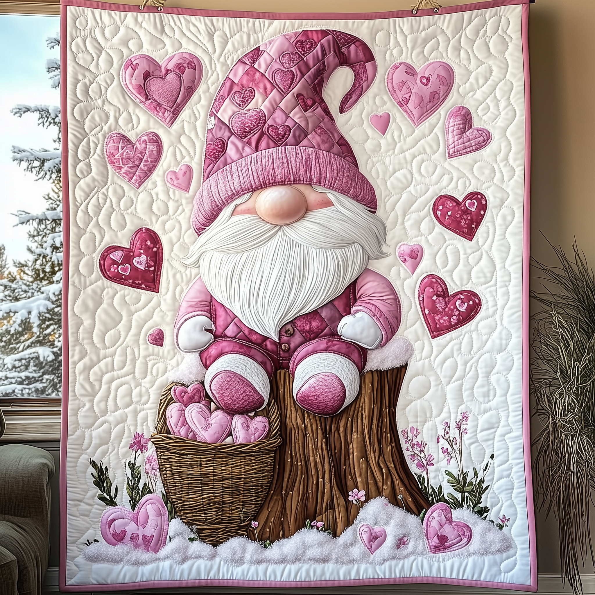 Lovely Heart Gnomes Quilted Blanket Best Throw Blanket Valentine Gift Ideas For Him Lovely Heart Gnomes Quilted Blanket Best Throw Blanket Valentine Gift Ideas For Him