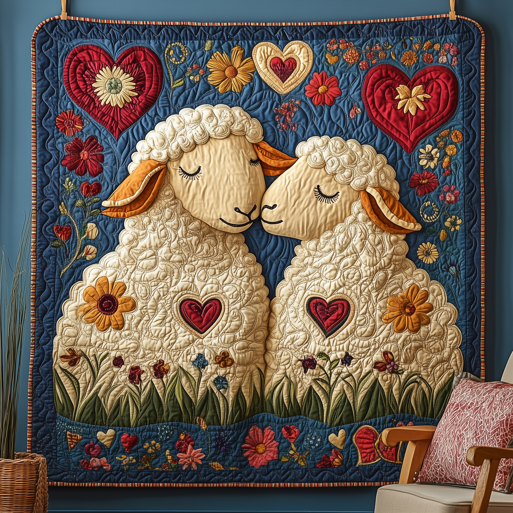 Loving Sheep Couple Quilted Blanket Best Throw Blanket Gifts For Mom From Daughter Loving Sheep Couple Quilted Blanket Best Throw Blanket Gifts For Mom From Daughter