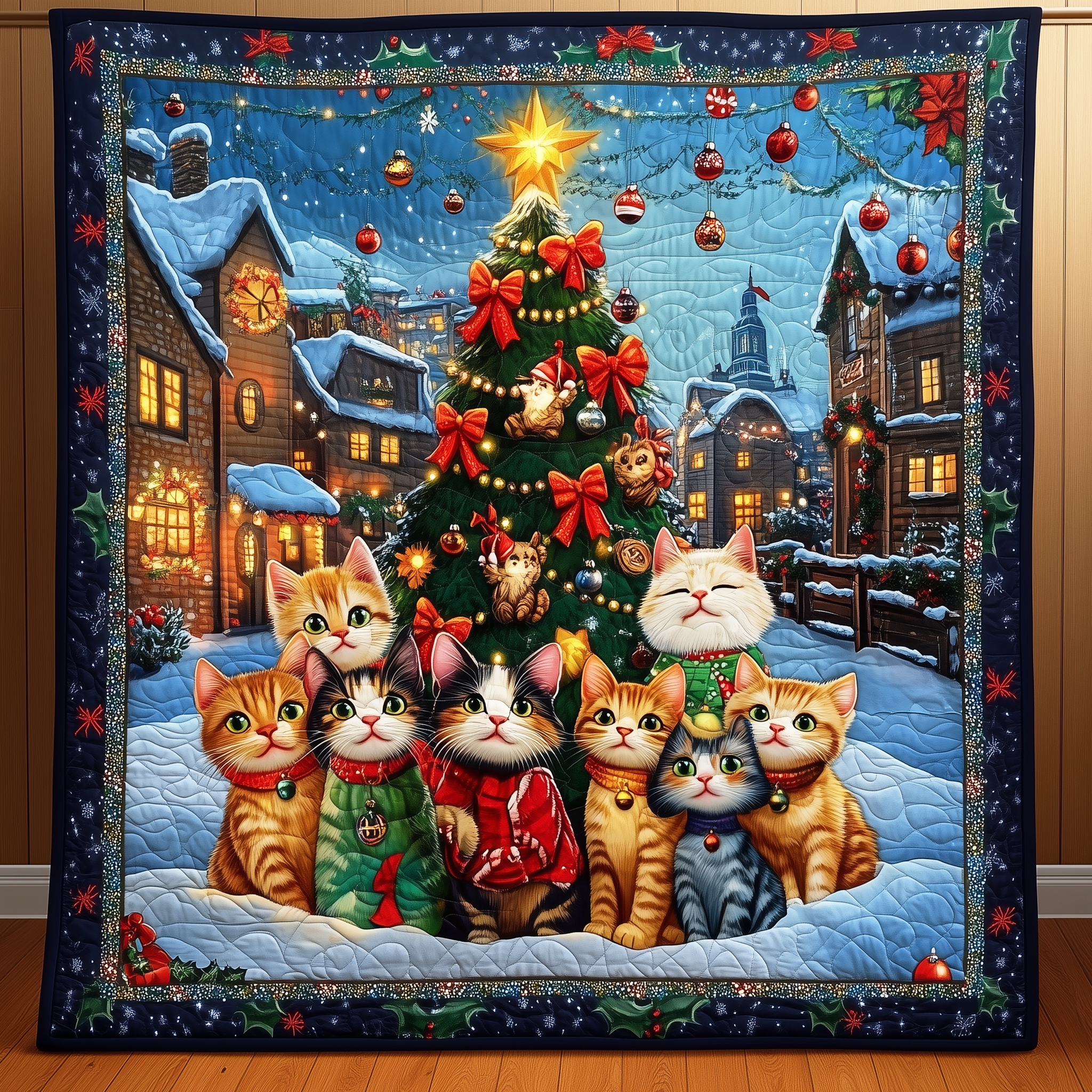 Magical Christmas Cat Quilted Blanket Feel Ready for Adventure with a Blanket That Travels Well Magical Christmas Cat Quilted Blanket Feel Ready for Adventure with a Blanket That Travels Well