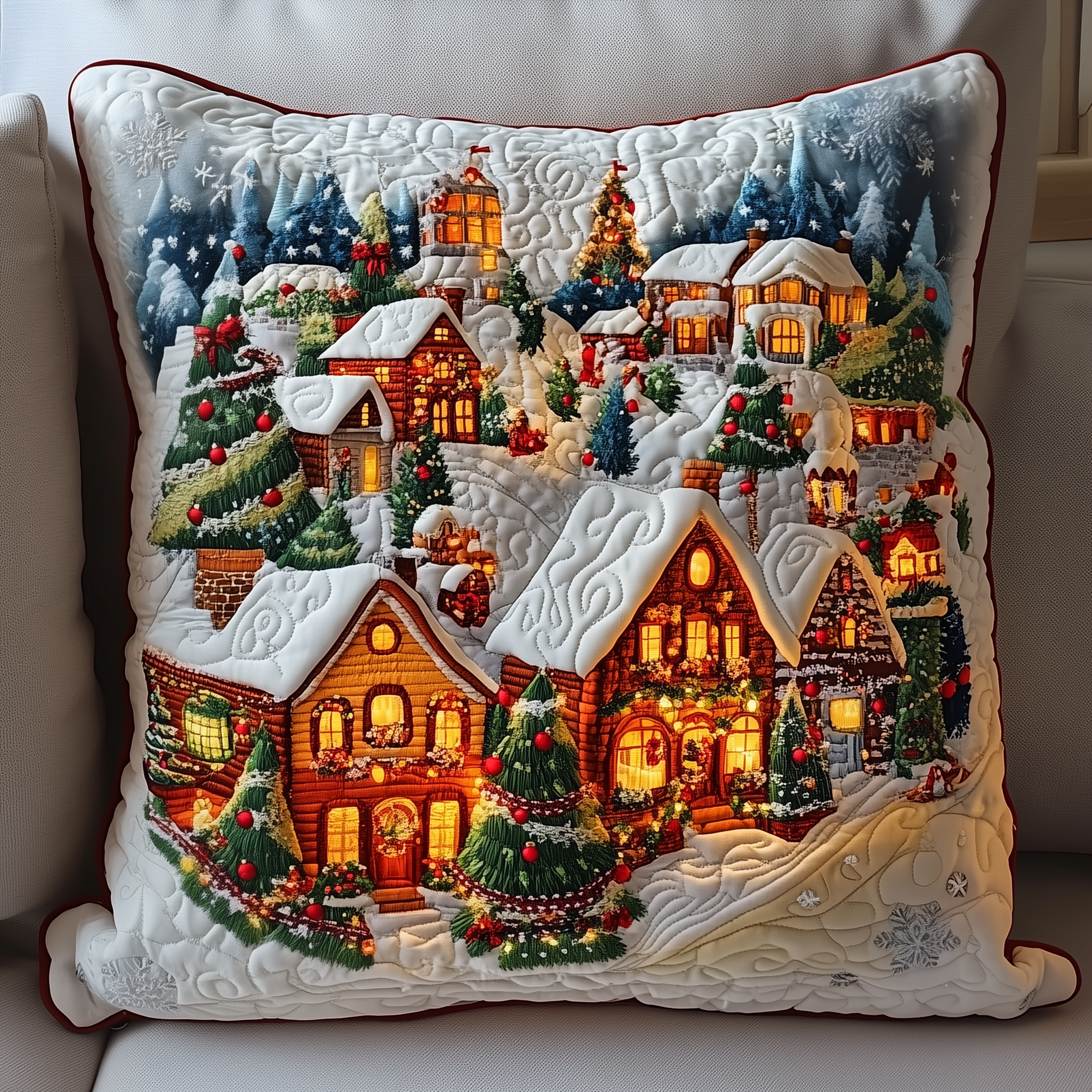 Magical Christmas Village Quilted Pillow Case Dream Freely with Pillow Cases You Can Trust Magical Christmas Village Quilted Pillow Case Dream Freely with Pillow Cases You Can Trust