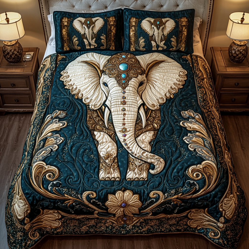 Majestic Elephant Quilted Bedding Set Gift For Elephant Lover Majestic Elephant Quilted Bedding Set Gift For Elephant Lover