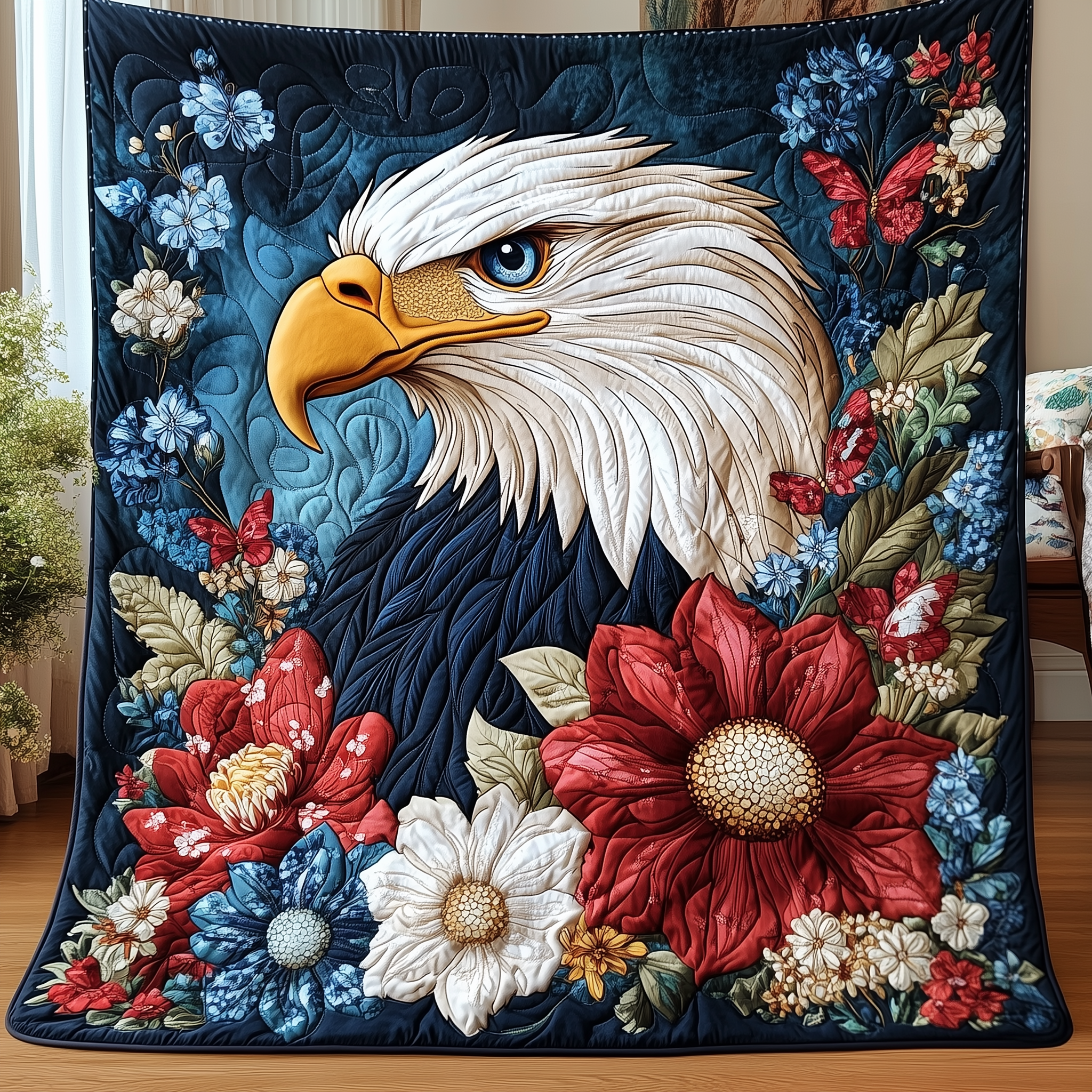 Majestic Floral Eagle Quilted Blanket Feel Prepared for Any Occasion with a Versatile Blanket Majestic Floral Eagle Quilted Blanket Feel Prepared for Any Occasion with a Versatile Blanket