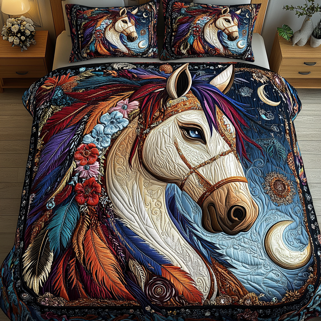 Majestic Grace Quilted Bedding Set Gifts For Horse People Majestic Grace Quilted Bedding Set Gifts For Horse People