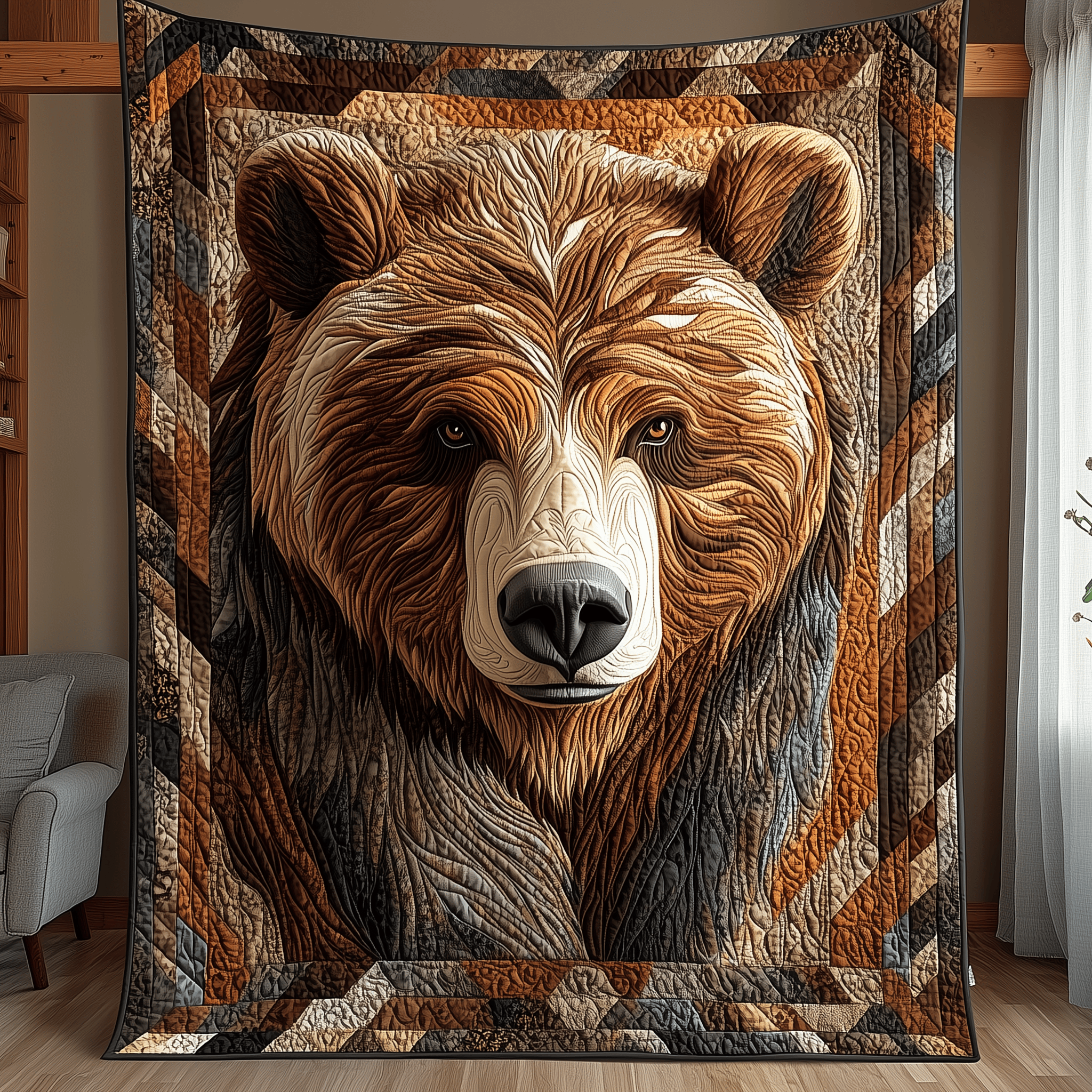 Majestic Grizzly Bear Quilted Blanket Experience the Ultimate in Custom Comfort Majestic Grizzly Bear Quilted Blanket Experience the Ultimate in Custom Comfort