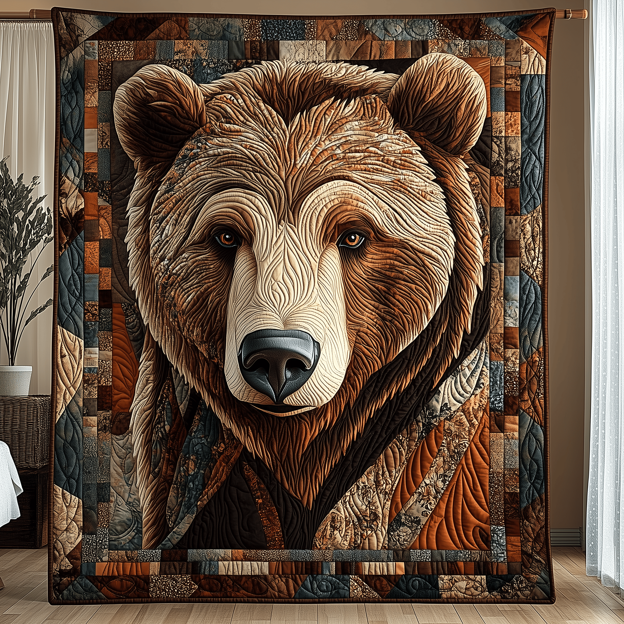 Majestic Grizzly Bear Quilted Blanket Feel the Elegance of a Blanket That's Truly Yours Majestic Grizzly Bear Quilted Blanket Feel the Elegance of a Blanket That's Truly Yours