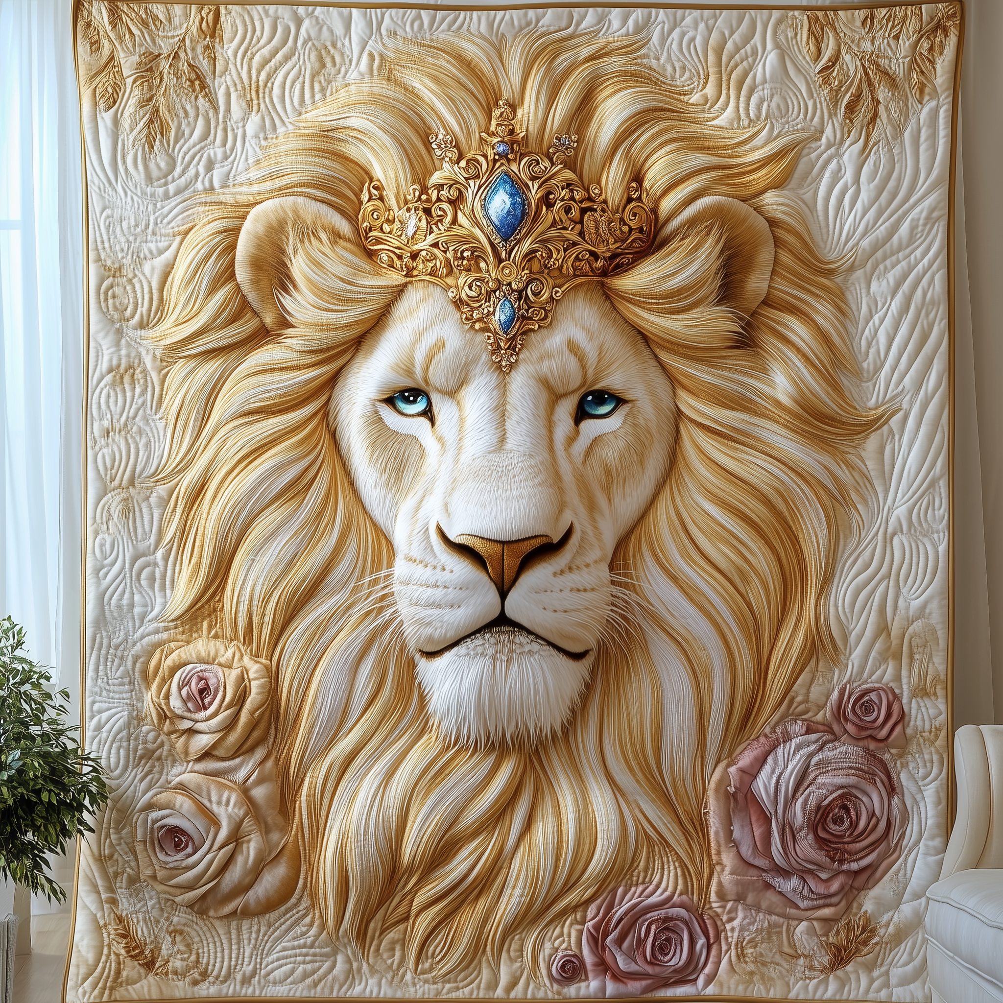Majestic Lion Bloom Quilted Blanket Throw Blankets For Couch Last Minute Father'sDay Gifts Majestic Lion Bloom Quilted Blanket Throw Blankets For Couch Last Minute Father'sDay Gifts