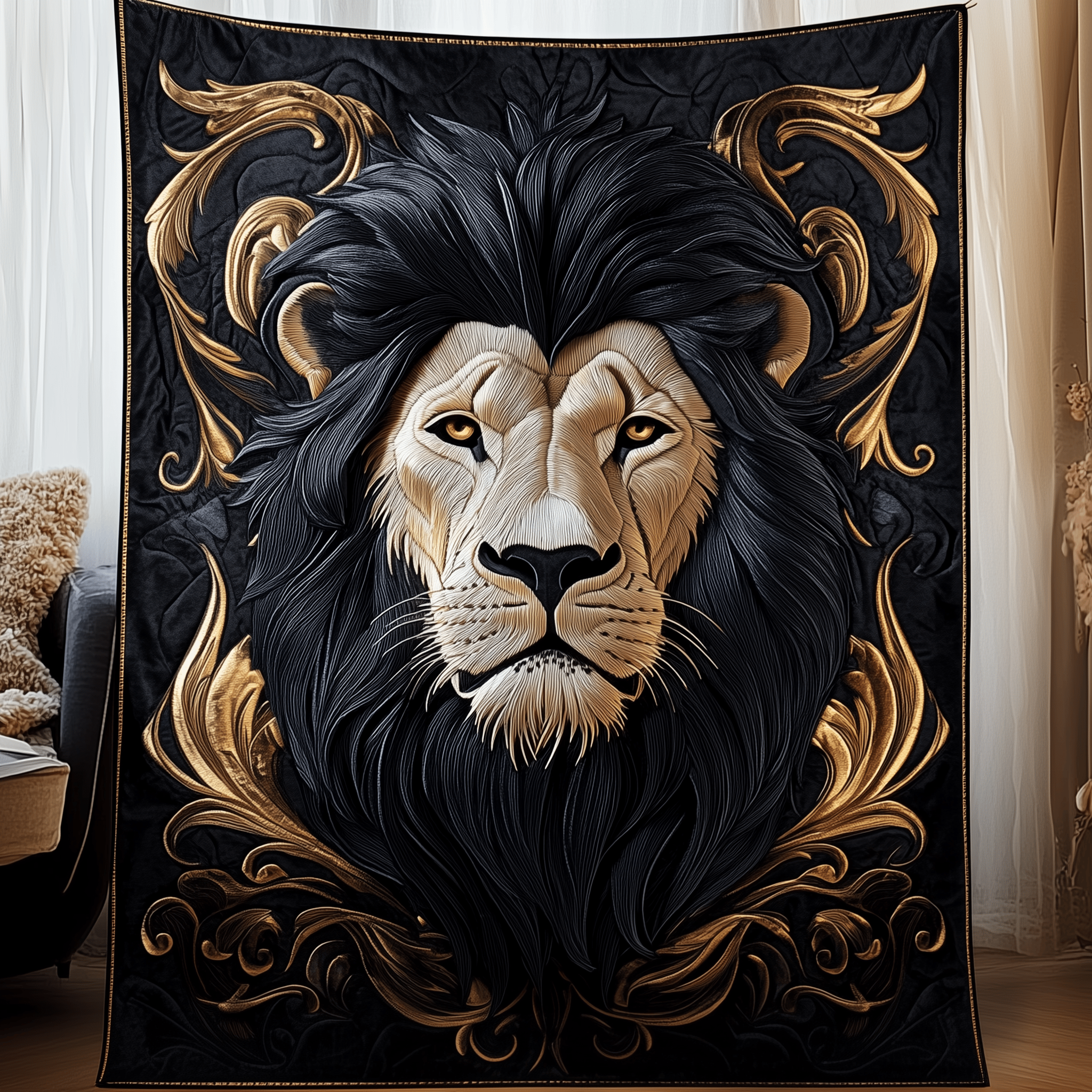 Majestic Lion Quilted Blanket Feel the Bond of Home with Our Family-Friendly Blanket Majestic Lion Quilted Blanket Feel the Bond of Home with Our Family-Friendly Blanket