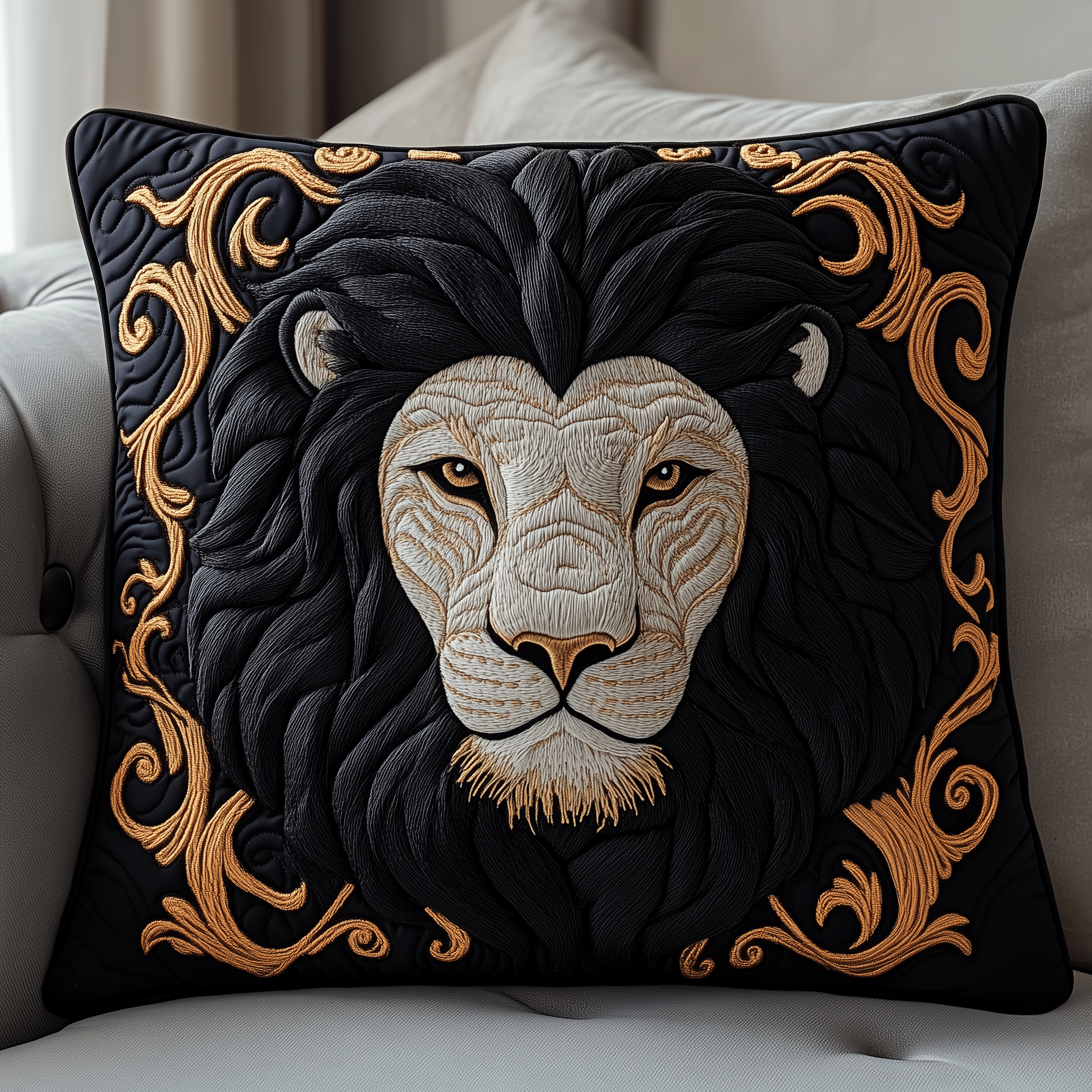 Majestic Lion Quilted Pillow Case Feel the Serenity of Sleep with Every Pillow Case Majestic Lion Quilted Pillow Case Feel the Serenity of Sleep with Every Pillow Case