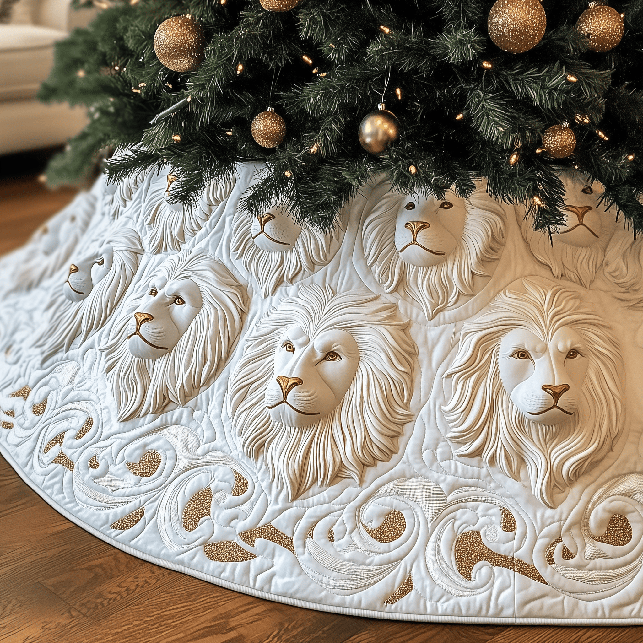 Majestic Lion Quilted Tree Skirt Celebrate Elegantly with a Timeless Christmas Tree Skirt Majestic Lion Quilted Tree Skirt Celebrate Elegantly with a Timeless Christmas Tree Skirt