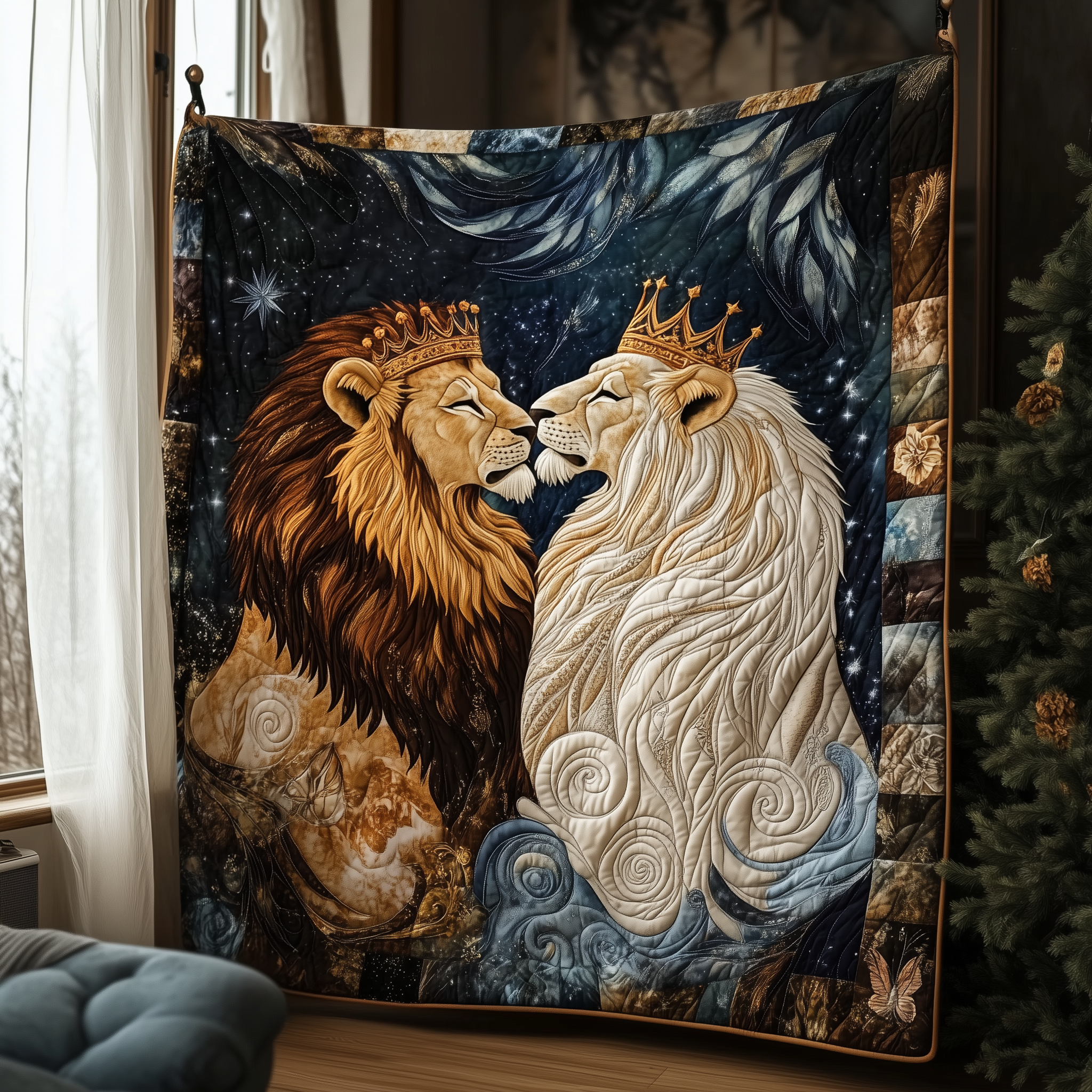 Majestic Lions Bond Quilted Blanket Throw Blankets For Couch Father's Day Special Gifts For Dad Majestic Lions Bond Quilted Blanket Throw Blankets For Couch Father's Day Special Gifts For Dad