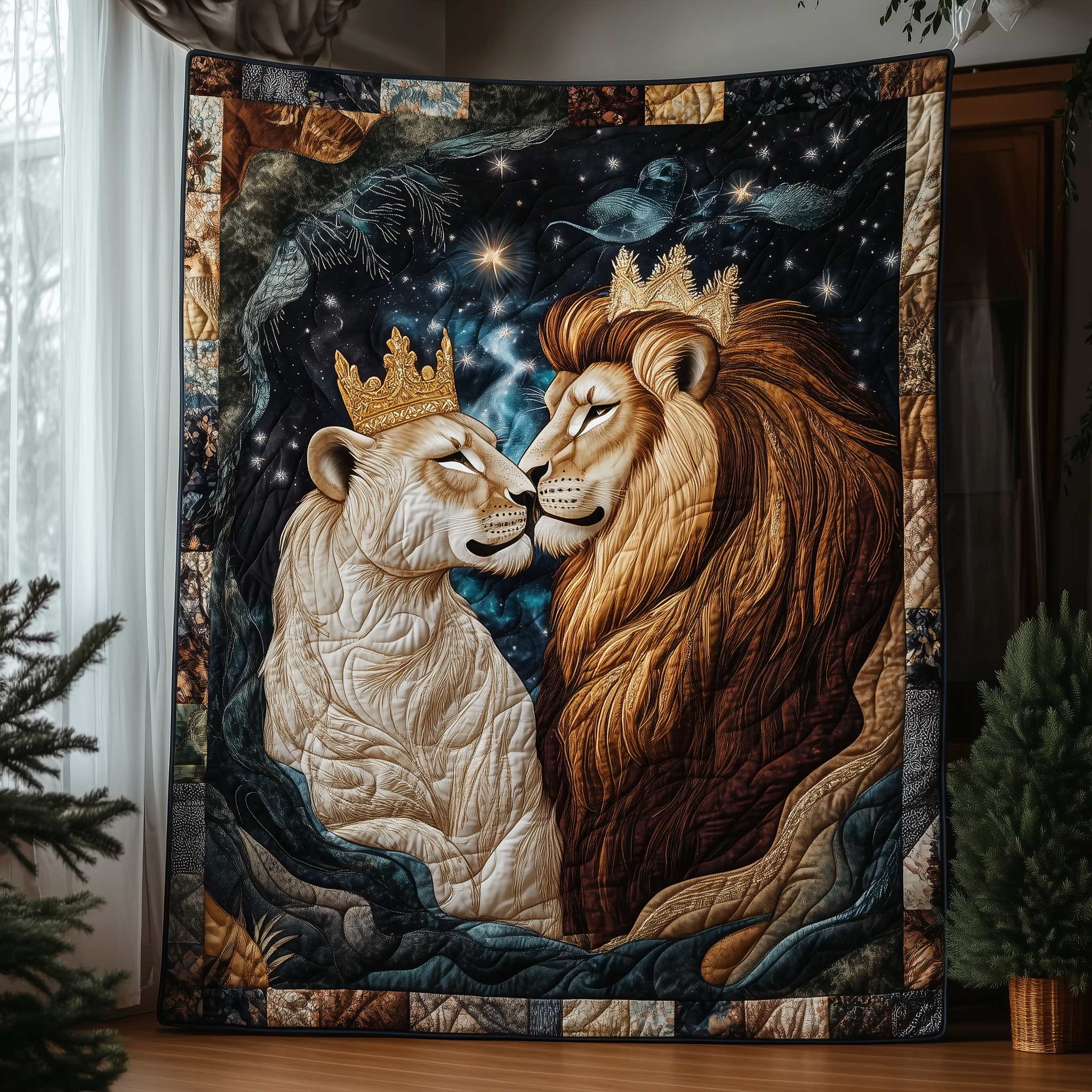Majestic Lions Bond Quilted Blanket Throw Blankets For Couch Stepdad Gifts For Father's Day Majestic Lions Bond Quilted Blanket Throw Blankets For Couch Stepdad Gifts For Father's Day