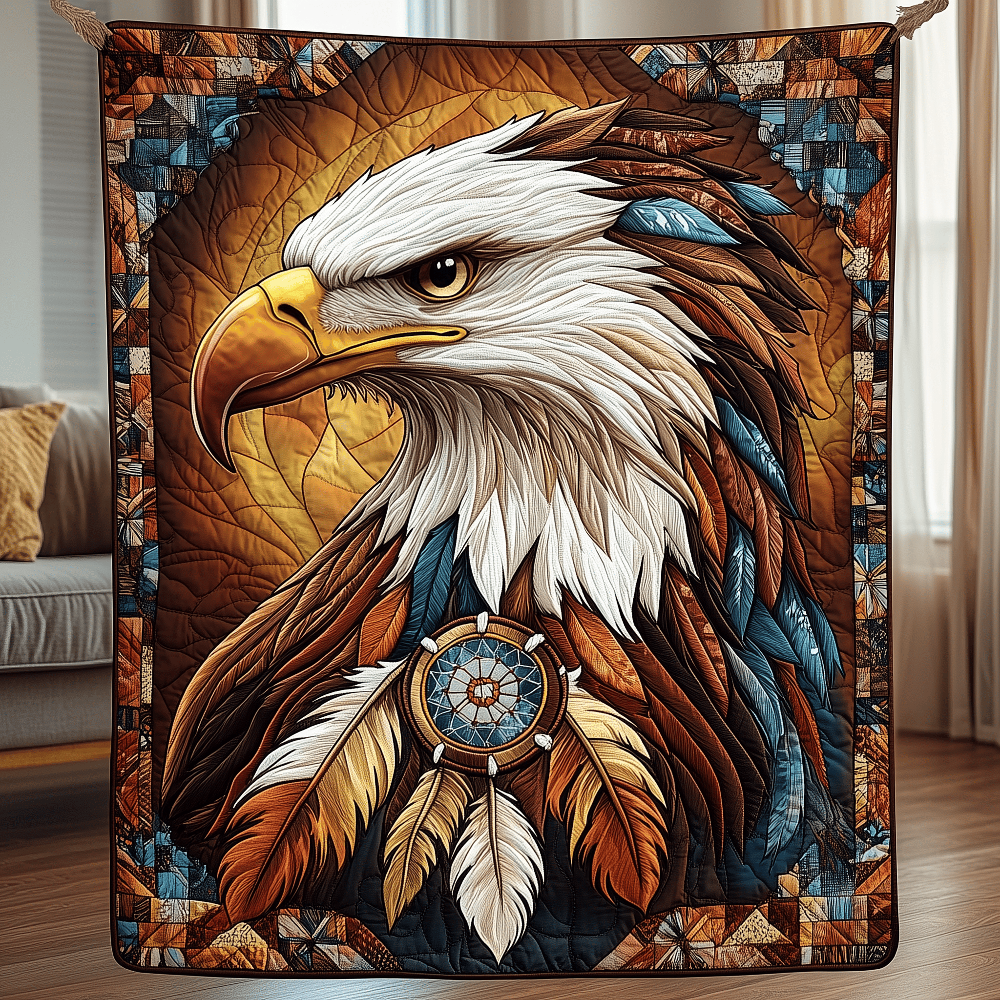 Majestic Native American Eagle Quilted Blanket Feel Closer to Your Loved Ones with a Shared Blanket Majestic Native American Eagle Quilted Blanket Feel Closer to Your Loved Ones with a Shared Blanket