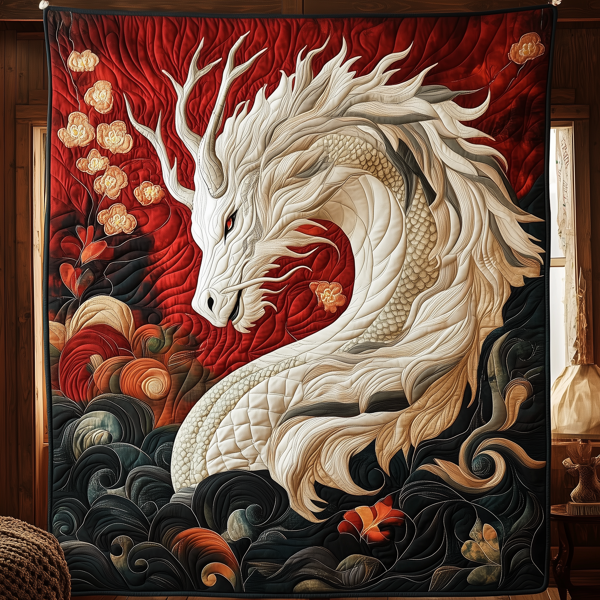 Majestic White Dragon Quilted Blanket Throw Blankets For Couch Funny Father's Day Gifts Majestic White Dragon Quilted Blanket Throw Blankets For Couch Funny Father's Day Gifts