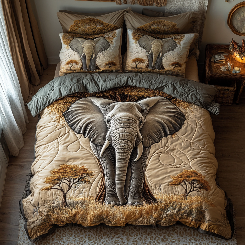 Majesty of the Savannah Quilted Bedding Set Gifts For Elephant Lovers Majesty of the Savannah Quilted Bedding Set Gifts For Elephant Lovers