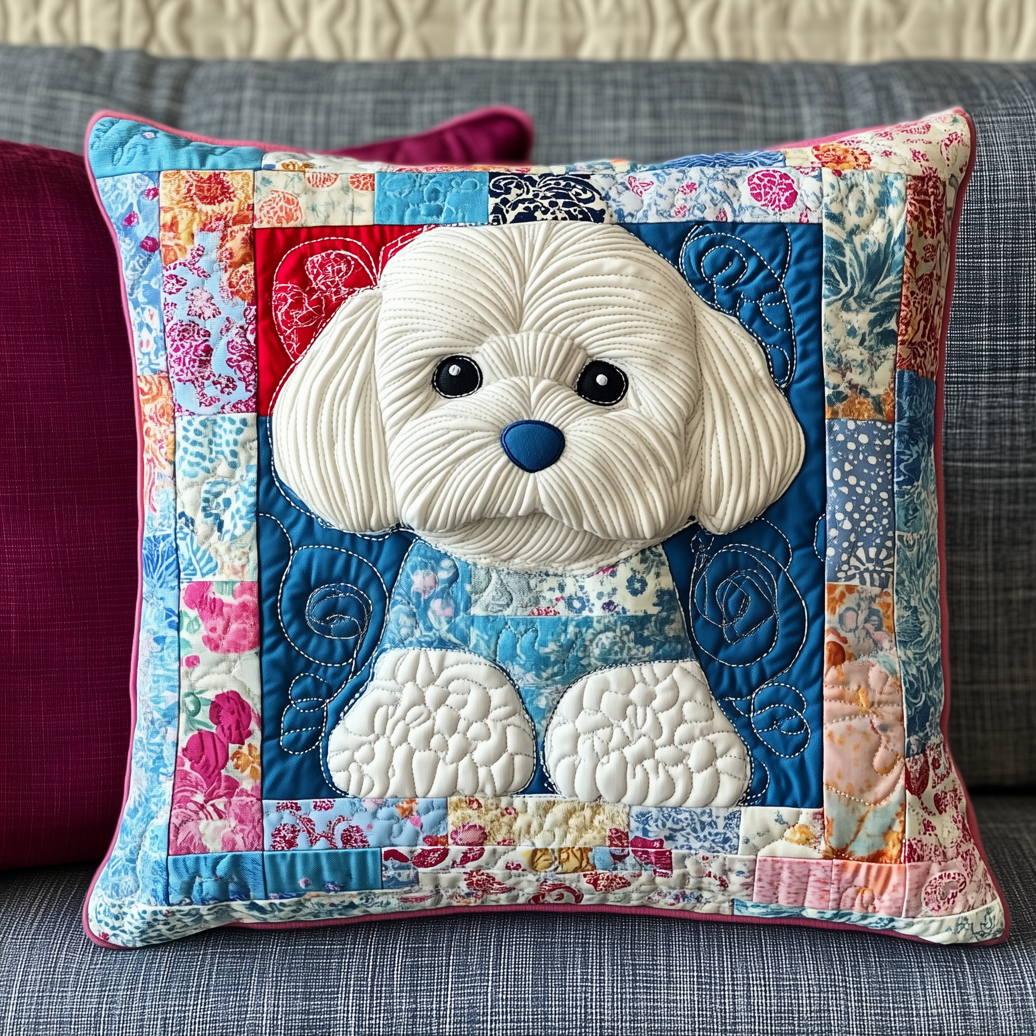 Maltese Quilted Pillow Case Feel the Warmth of Home with Every Pillow Case Maltese Quilted Pillow Case Feel the Warmth of Home with Every Pillow Case