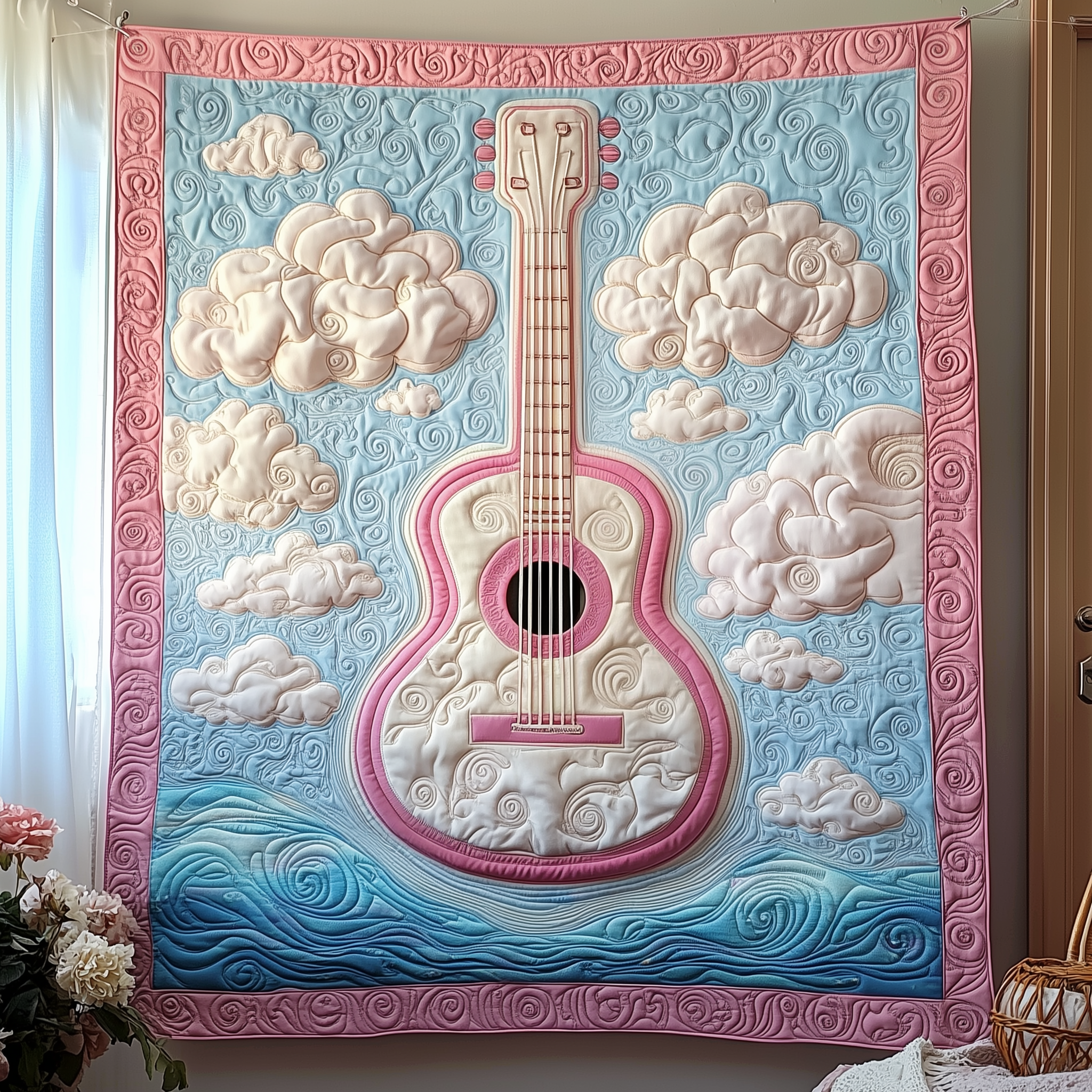 Melodic Dream Guitar Quilted Blanket Unique Throw Blanket Item Merch Gifts For Guitar Players Lovers For Him Melodic Dream Guitar Quilted Blanket Unique Throw Blanket Item Merch Gifts For Guitar Players Lovers For Him