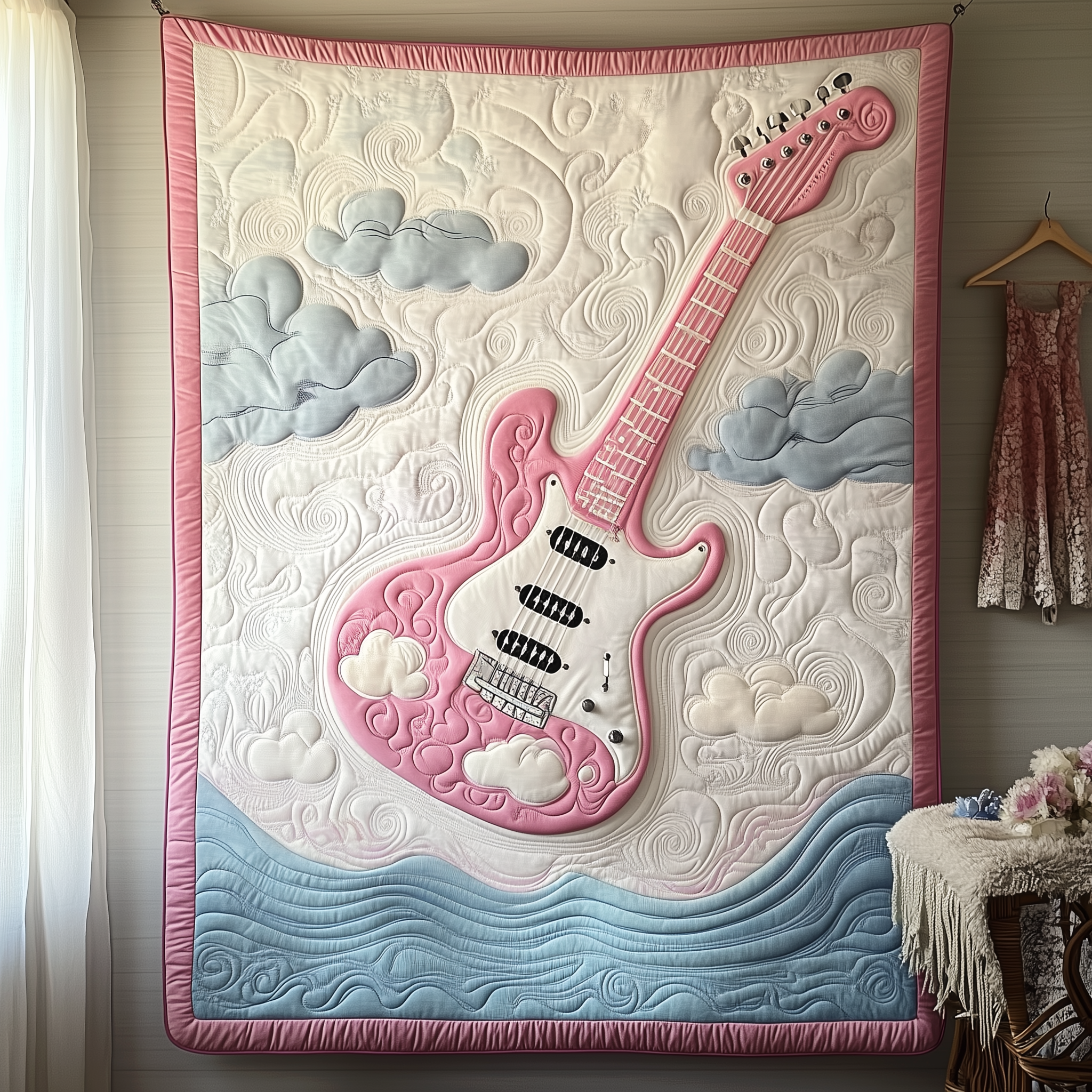 Melodic Dream Guitar Quilted Blanket Unique Throw Blanket Item Merch Great Gifts For Guitar Lovers Melodic Dream Guitar Quilted Blanket Unique Throw Blanket Item Merch Great Gifts For Guitar Lovers