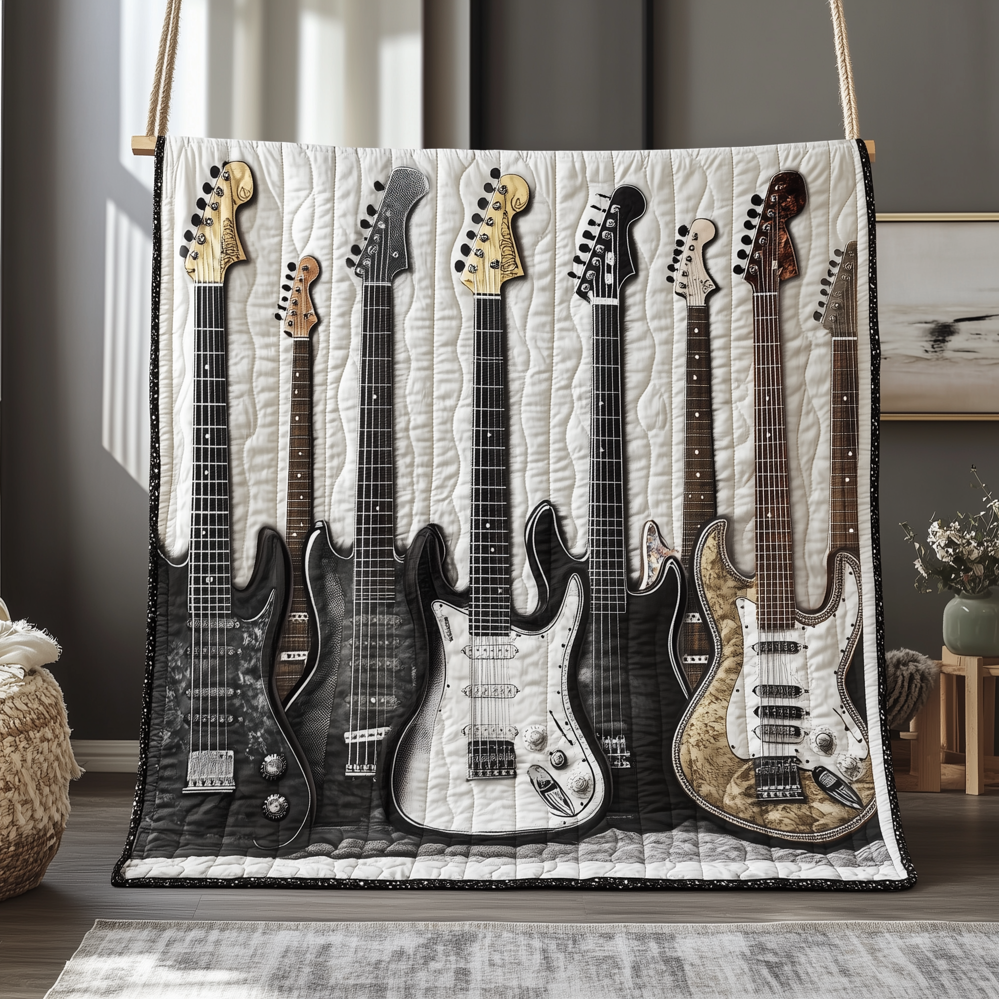 Melodic Strings Guitar Quilted Blanket Best Throw Blanket Best Gifts For Guitar Players Melodic Strings Guitar Quilted Blanket Best Throw Blanket Best Gifts For Guitar Players