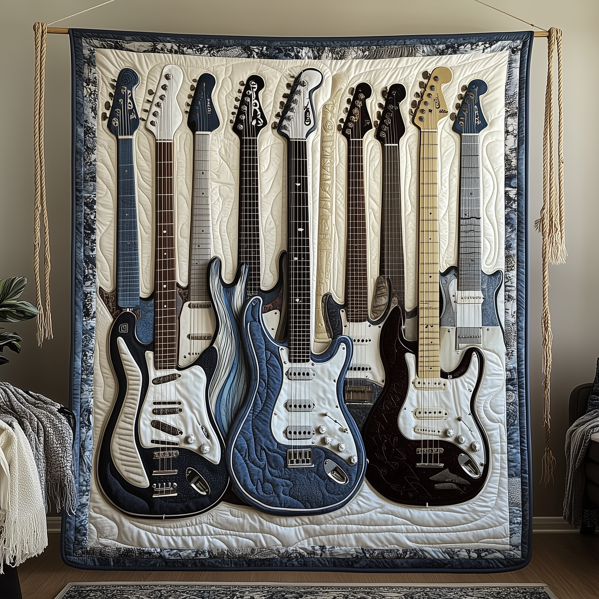 Melodic Strings Guitar Quilted Blanket Best Throw Blanket Good For Guitar Enthusiasts Melodic Strings Guitar Quilted Blanket Best Throw Blanket Good For Guitar Enthusiasts