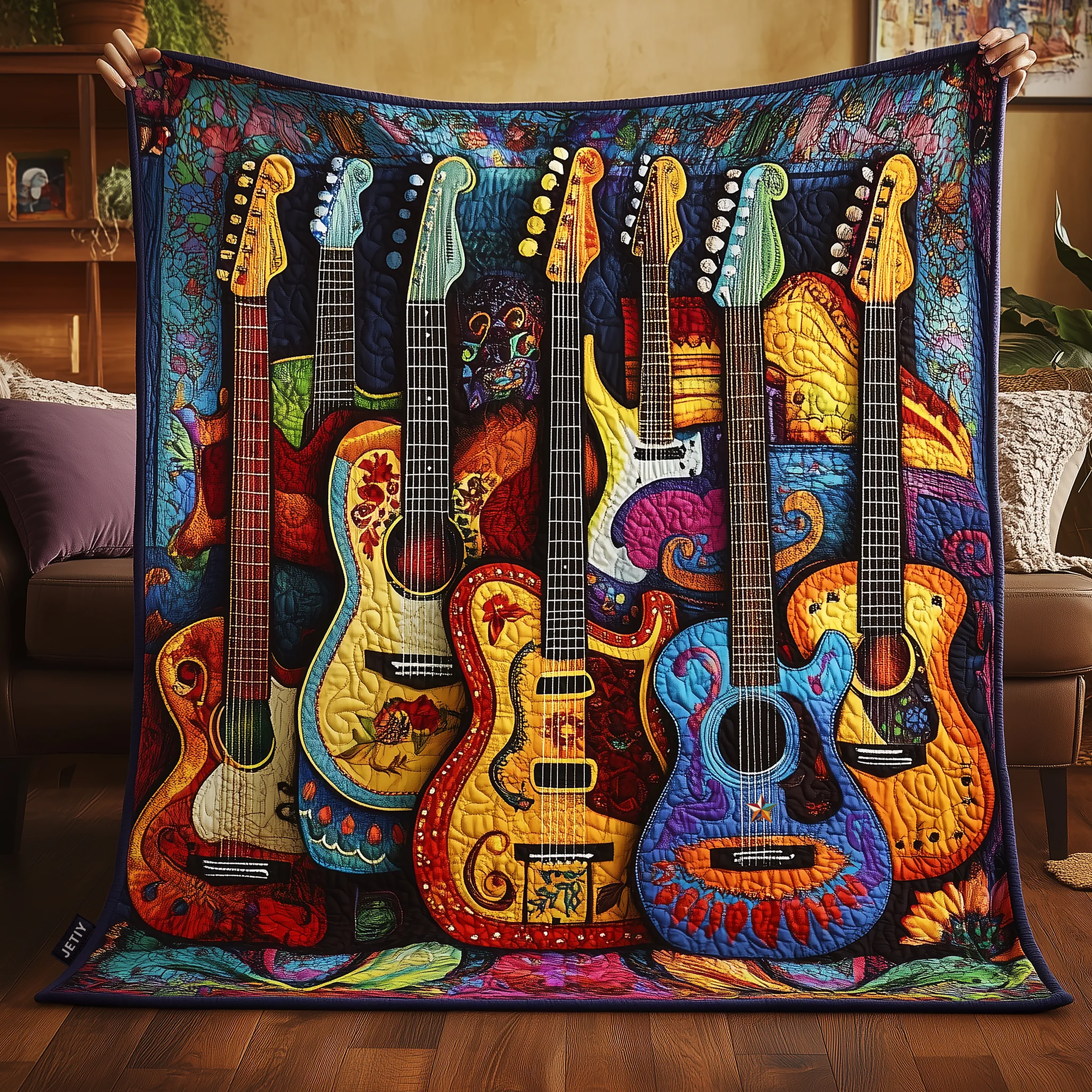 Melody Of Color Artistic Guitars Quilted Blanket Feel Like Royalty with a Blanket Fit for Kings Melody Of Color Artistic Guitars Quilted Blanket Feel Like Royalty with a Blanket Fit for Kings