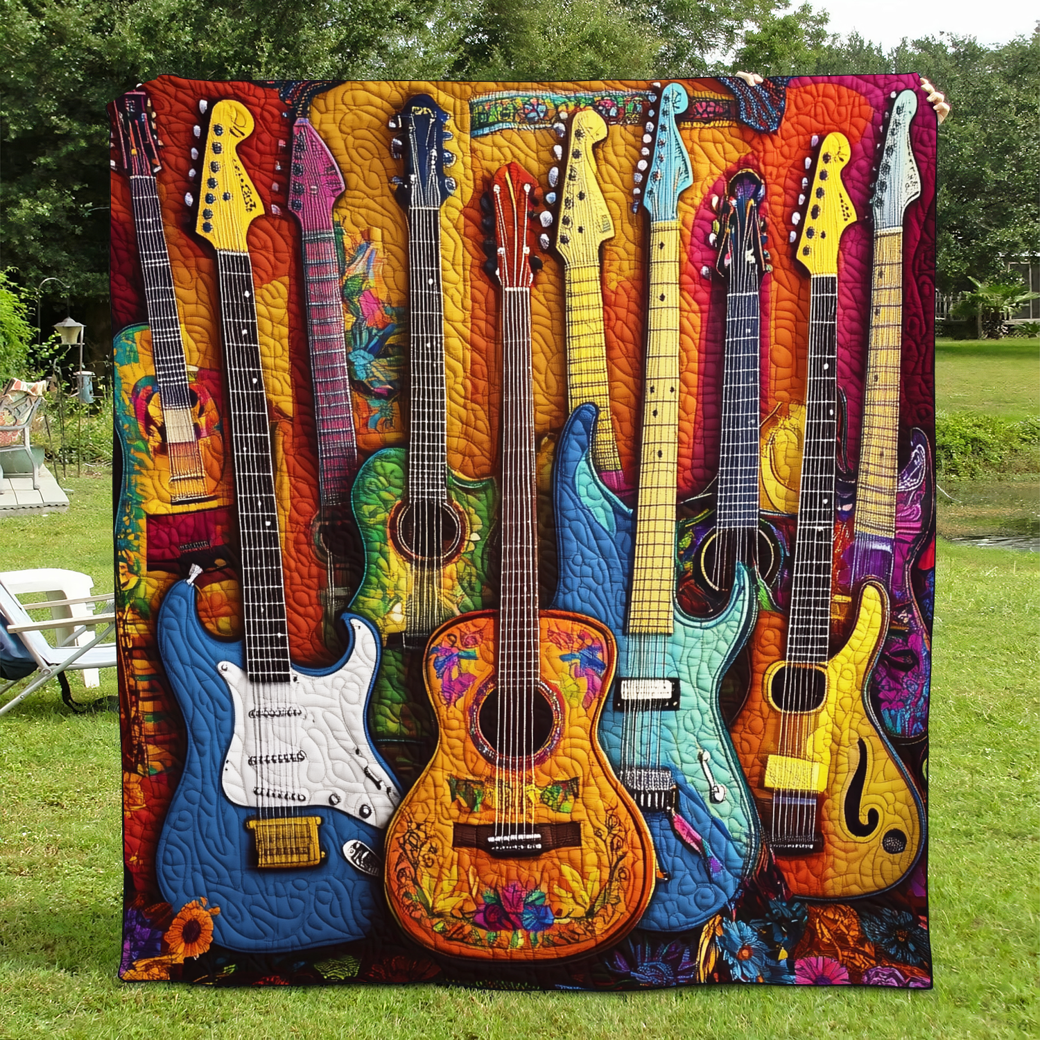 Melody Of Color Artistic Guitars Quilted Blanket Feel Prepared for Any Occasion with a Versatile Blanket Melody Of Color Artistic Guitars Quilted Blanket Feel Prepared for Any Occasion with a Versatile Blanket
