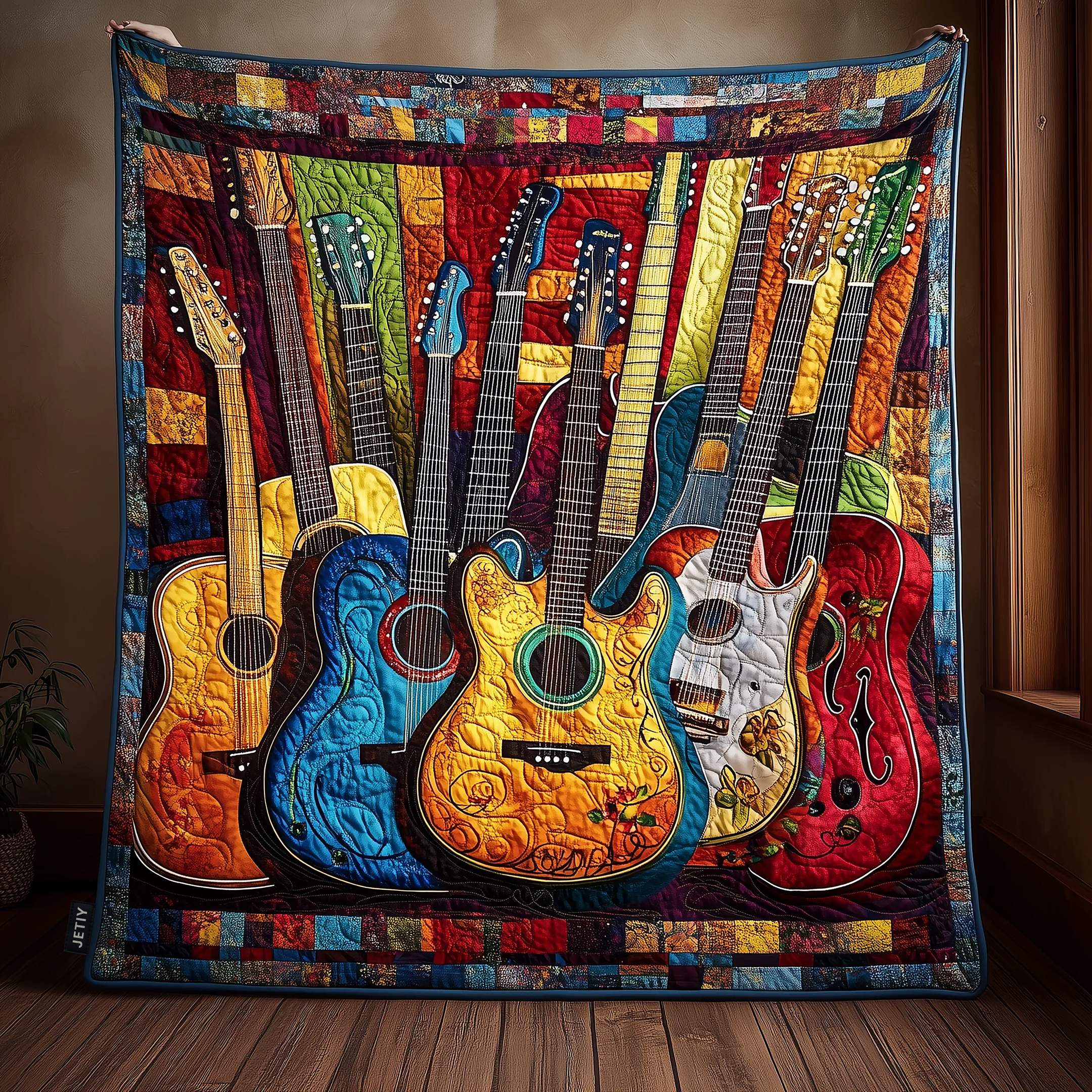 Melody Of Color Artistic Guitars Quilted Blanket Feel the Luxury of a Blanket That Stands Out Melody Of Color Artistic Guitars Quilted Blanket Feel the Luxury of a Blanket That Stands Out