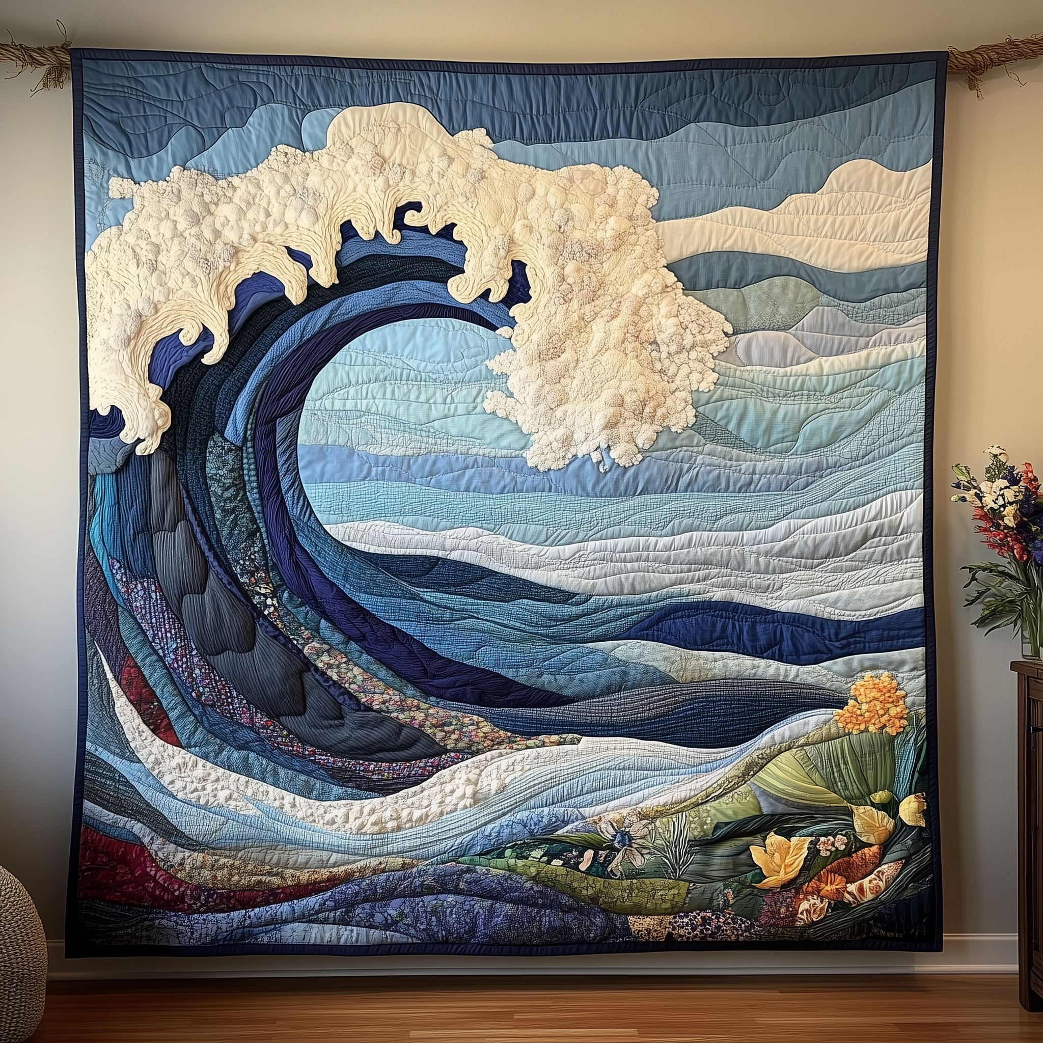 Melody Of Waves Quilted Blanket Best Throw Blanket Awesome Father's Day Gifts Melody Of Waves Quilted Blanket Best Throw Blanket Awesome Father's Day Gifts