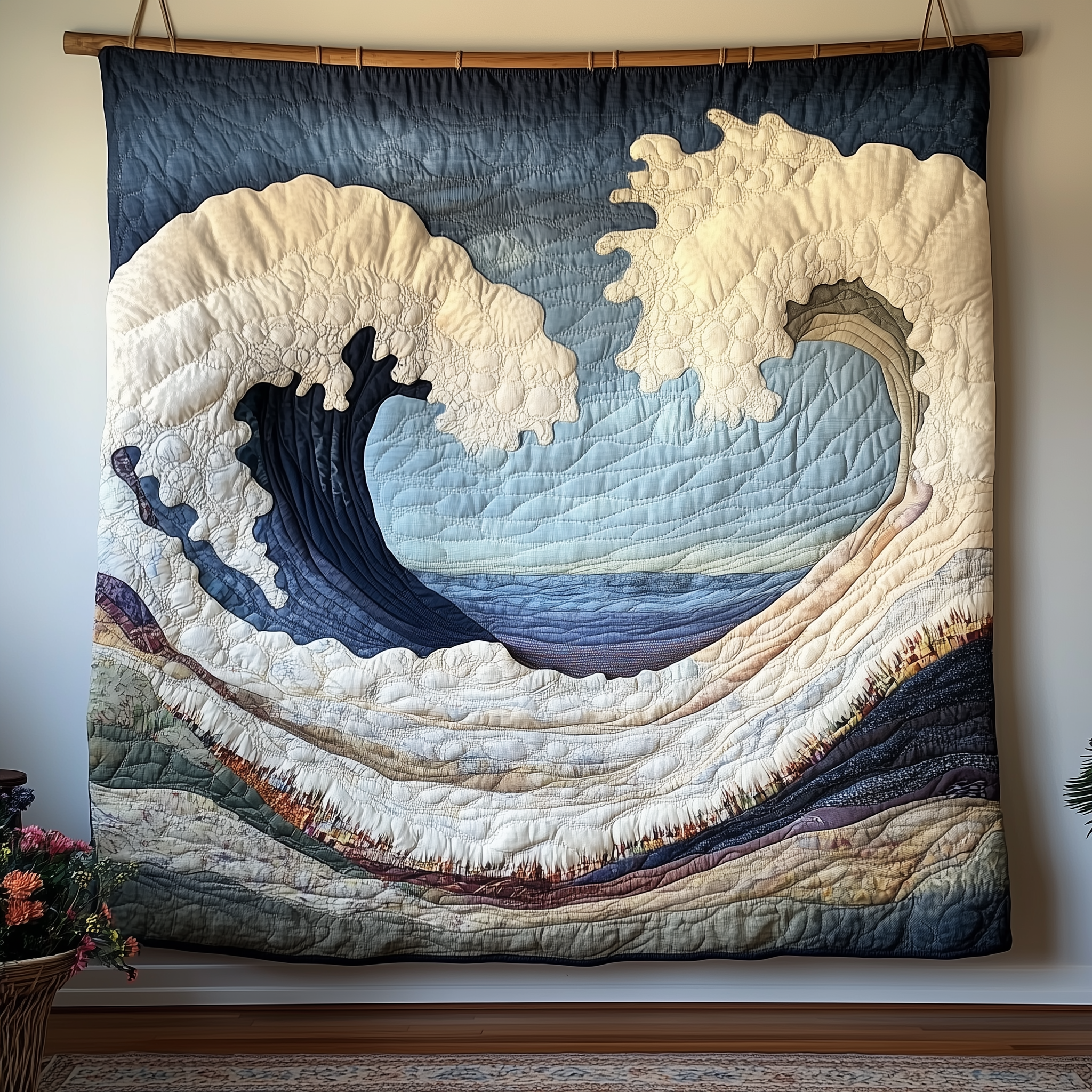 Melody Of Waves Quilted Blanket Best Throw Blanket Perfect Father's Day Gifts Melody Of Waves Quilted Blanket Best Throw Blanket Perfect Father's Day Gifts