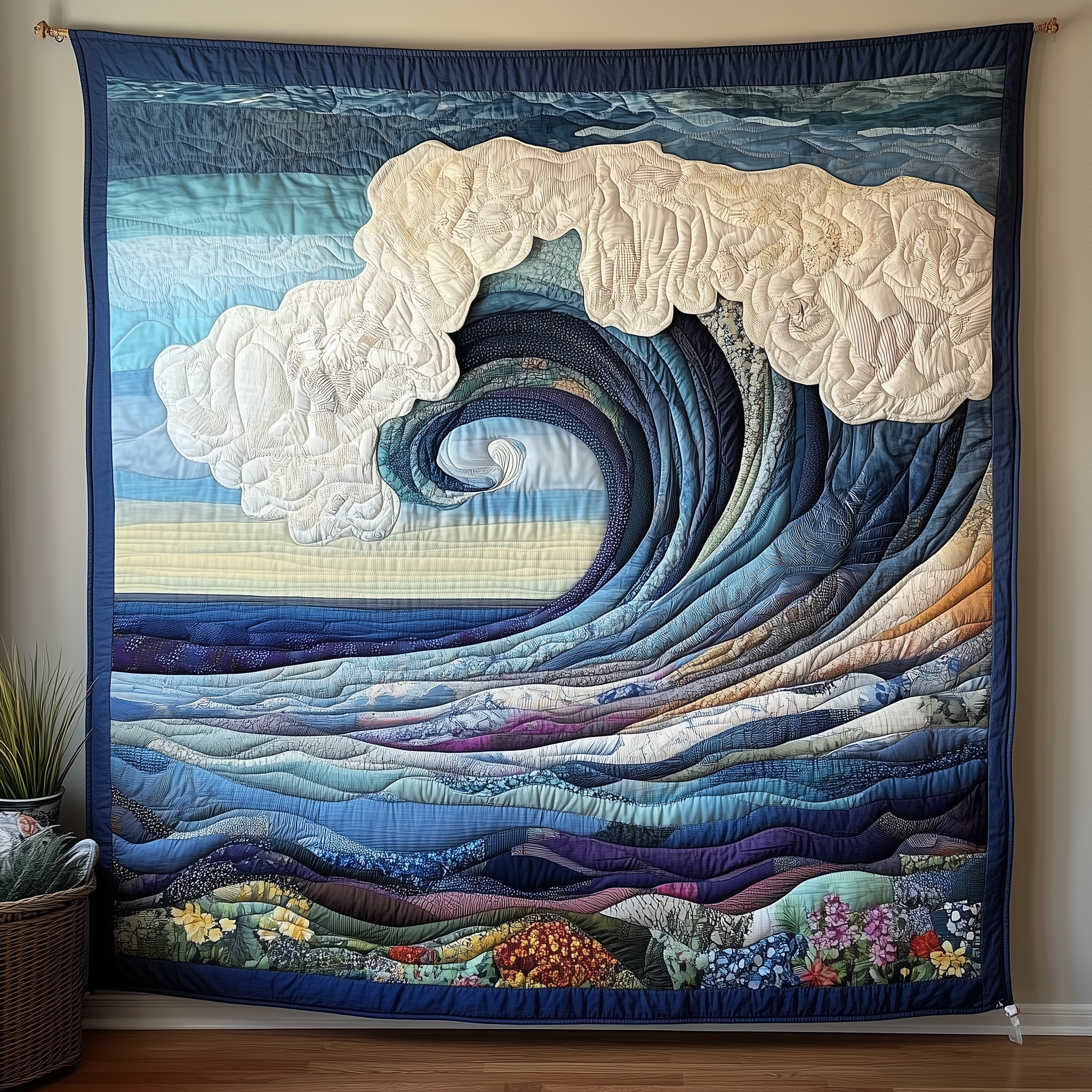 Melody Of Waves Quilted Blanket Best Throw Blanket Stepdad Gifts For Father's Day Melody Of Waves Quilted Blanket Best Throw Blanket Stepdad Gifts For Father's Day