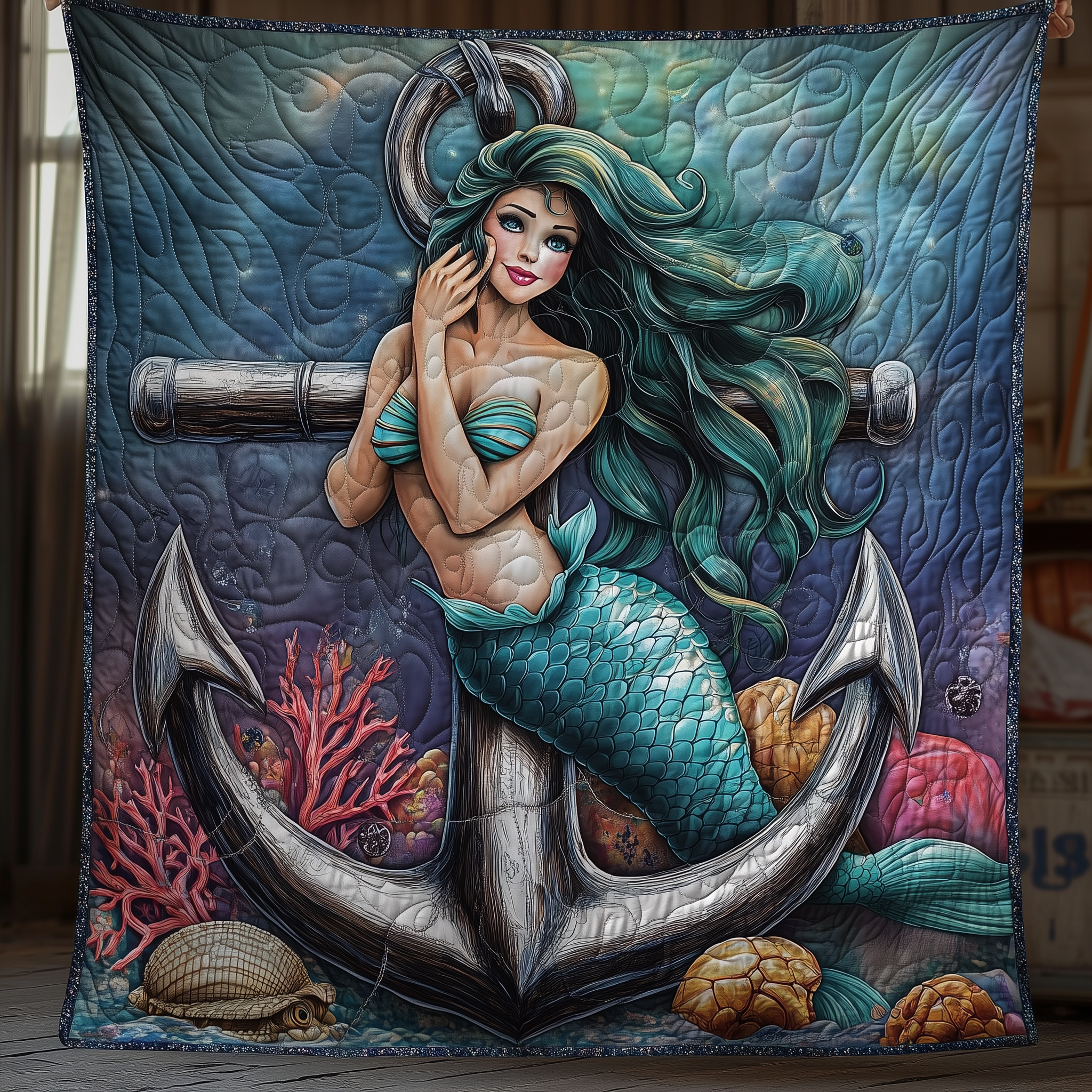 Mermaid Deep Sea Dream Quilted Blanket Unique Throw Blanket Item Merch Mermaid Themed Gift Ideas Mermaid Deep Sea Dream Quilted Blanket Unique Throw Blanket Item Merch Mermaid Themed Gift Ideas