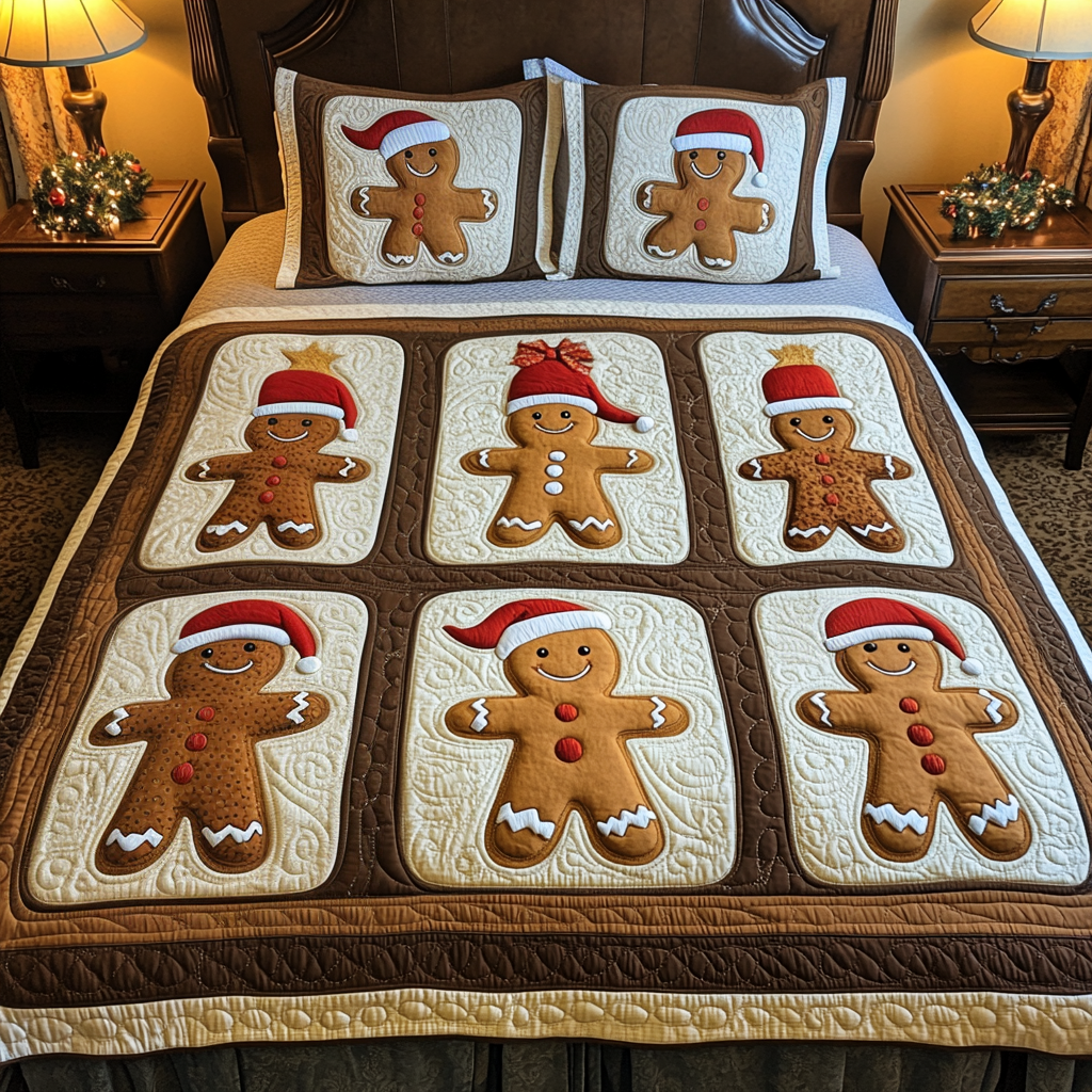 Merry Morsels Quilted Bedding Set Gingerbread Man Gifts Merry Morsels Quilted Bedding Set Gingerbread Man Gifts