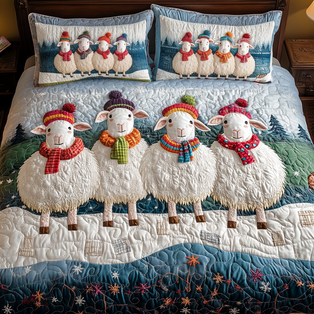 Merry Sheep Quilted Bedding Set Novelty Sheep Gifts Merry Sheep Quilted Bedding Set Novelty Sheep Gifts