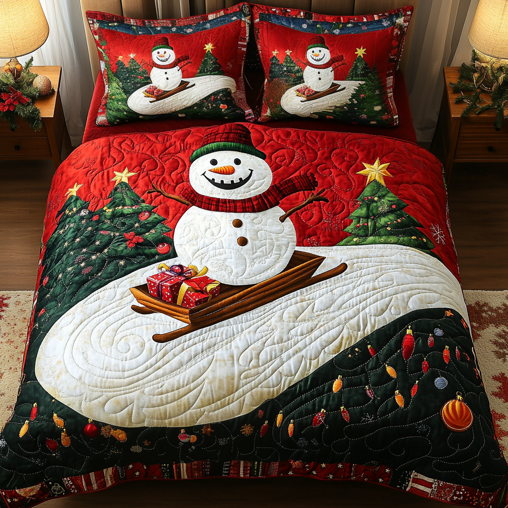 Merry Sleigh Quilted Bedding Set Family Christmas Gifts Merry Sleigh Quilted Bedding Set Family Christmas Gifts