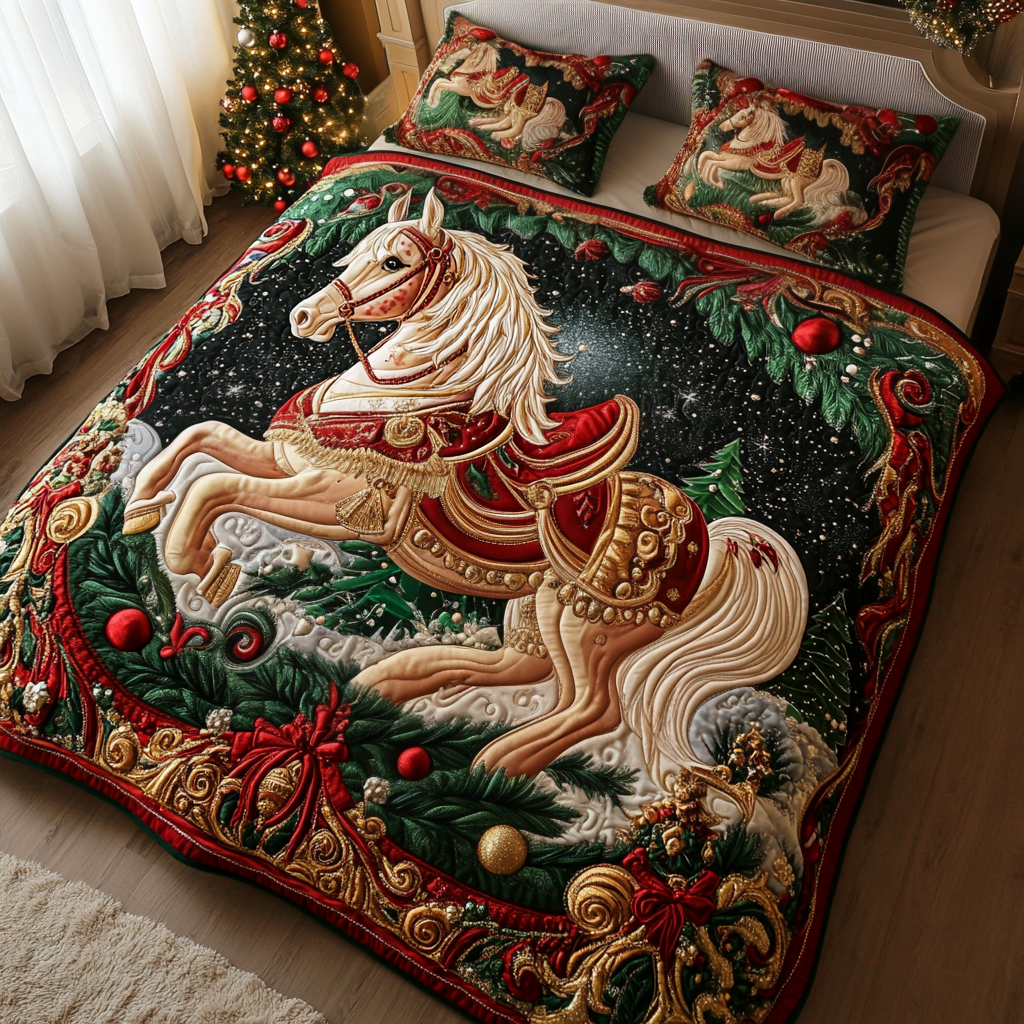 Merry Steed Quilted Bedding Set Gifts For Horse Lovers Merry Steed Quilted Bedding Set Gifts For Horse Lovers