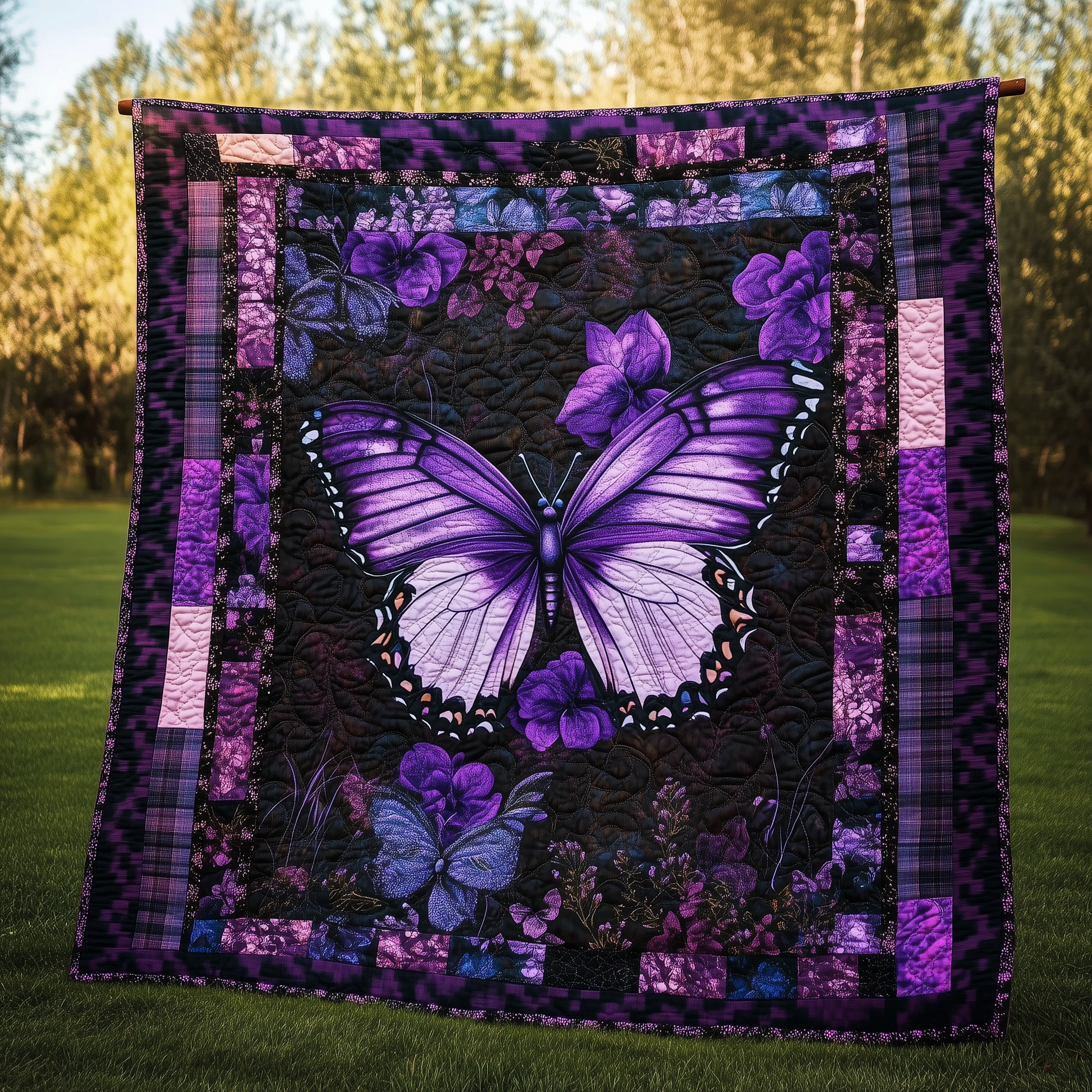 Midnight Butterfly Quilted Blanket From Sofa to Bed, a Blanket That Does It All Midnight Butterfly Quilted Blanket From Sofa to Bed, a Blanket That Does It All