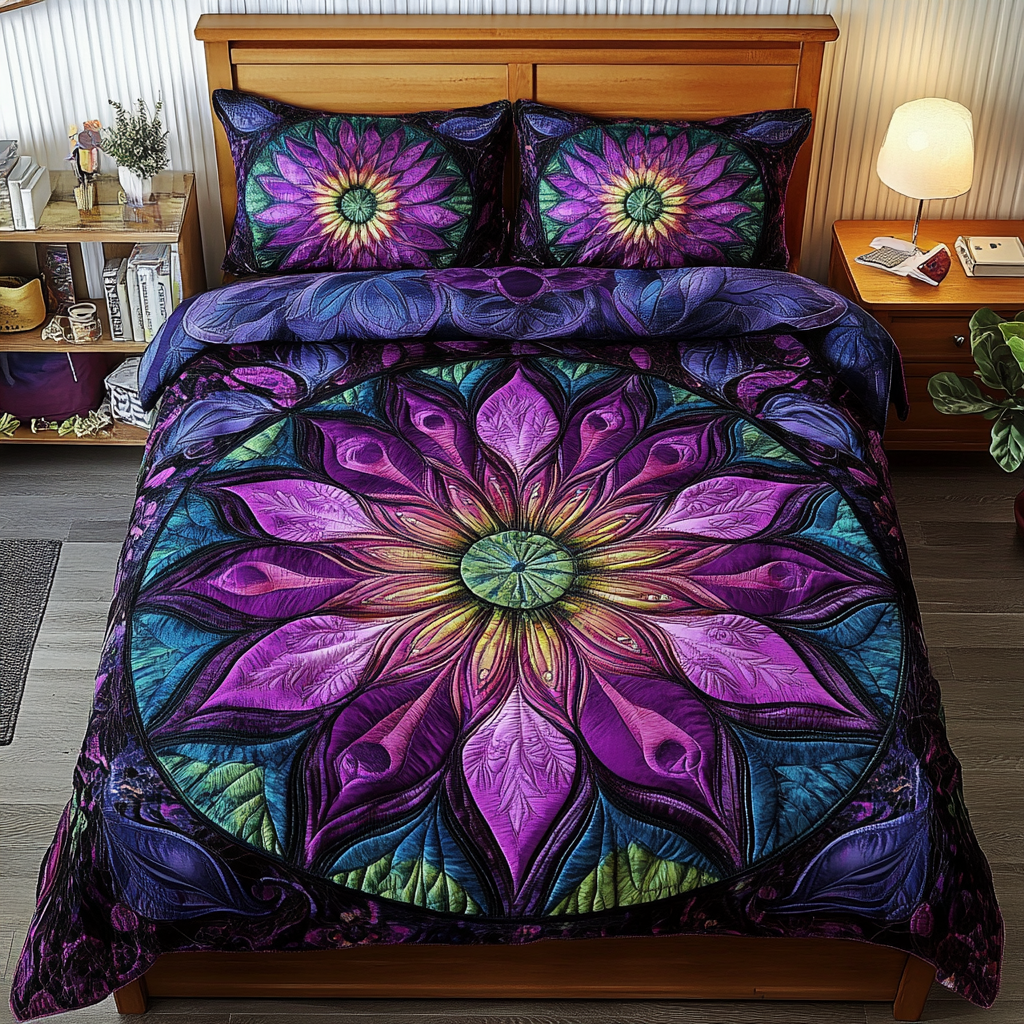 Midnight Floral Dream Quilted Bedding Set Christmas Gifts For Flower Lovers Midnight Floral Dream Quilted Bedding Set Christmas Gifts For Flower Lovers