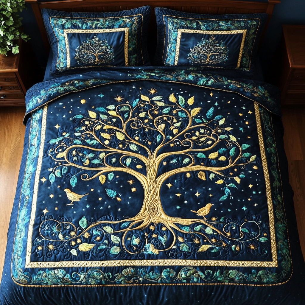 Midnight Garden Harmony Quilted Bedding Set Perfect Gift For Girlfriend Midnight Garden Harmony Quilted Bedding Set Perfect Gift For Girlfriend