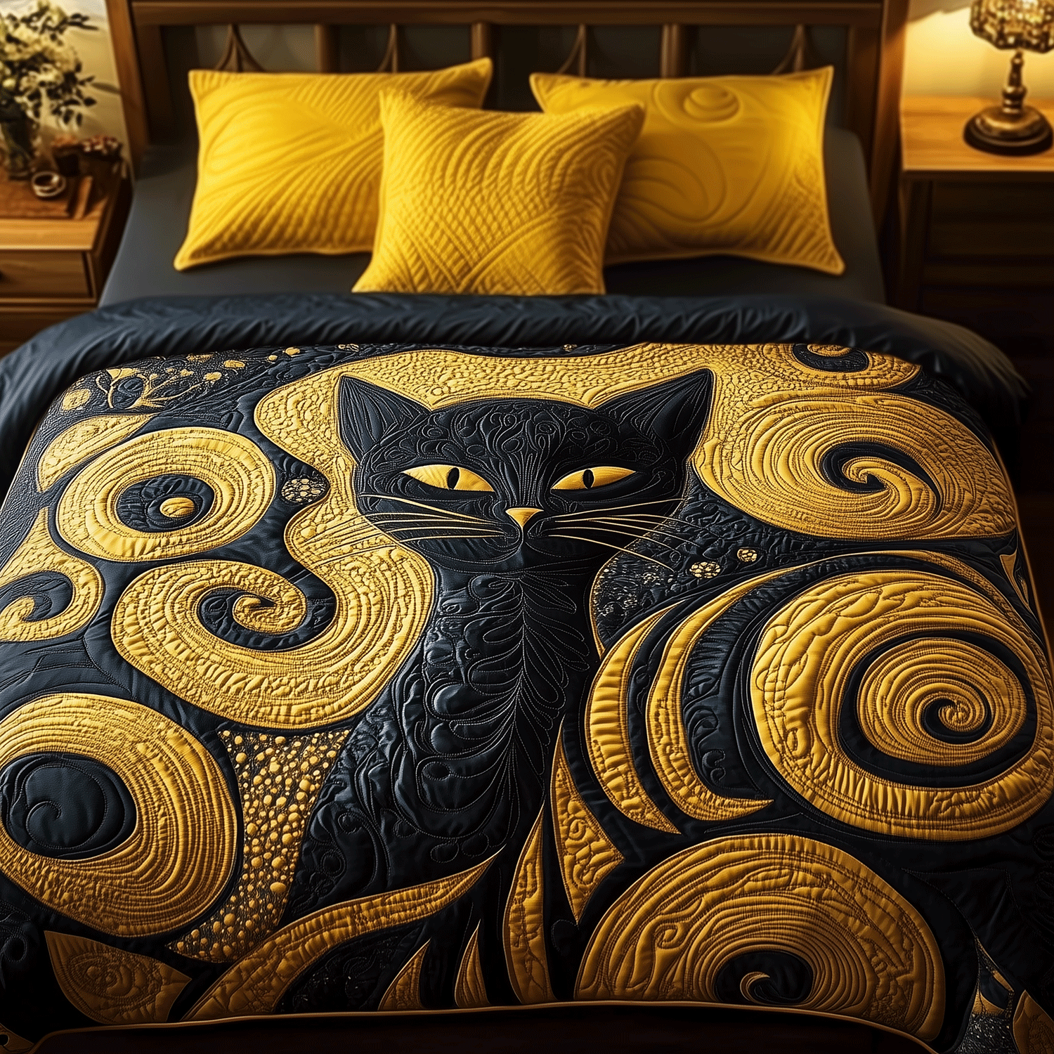 Midnight Majesty Quilted Bedding Set Best Cat Gifts Midnight Majesty Quilted Bedding Set Best Cat Gifts