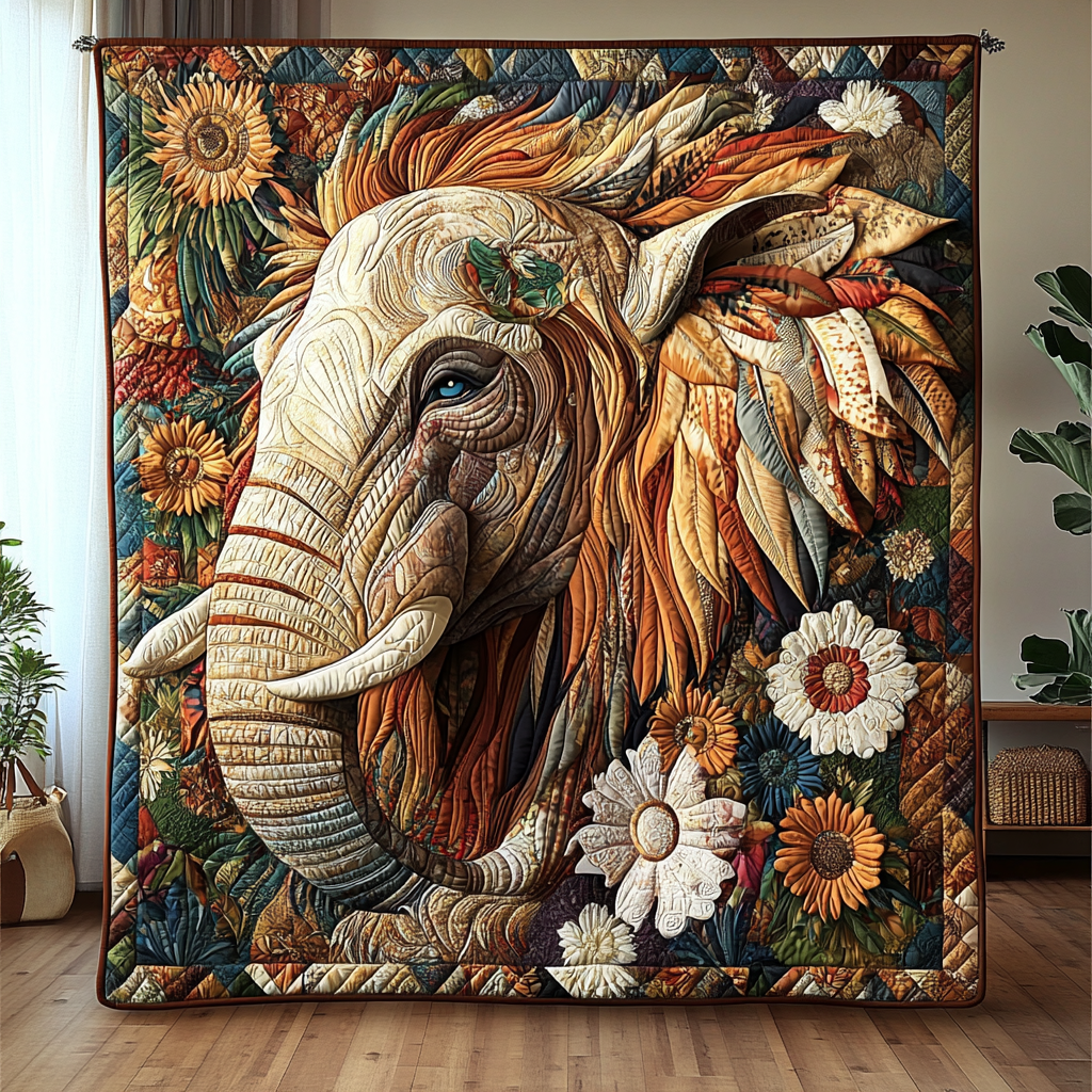 Mighty Elephant Quilted Blanket Feel Unique with a Blanket Made Just for You Mighty Elephant Quilted Blanket Feel Unique with a Blanket Made Just for You