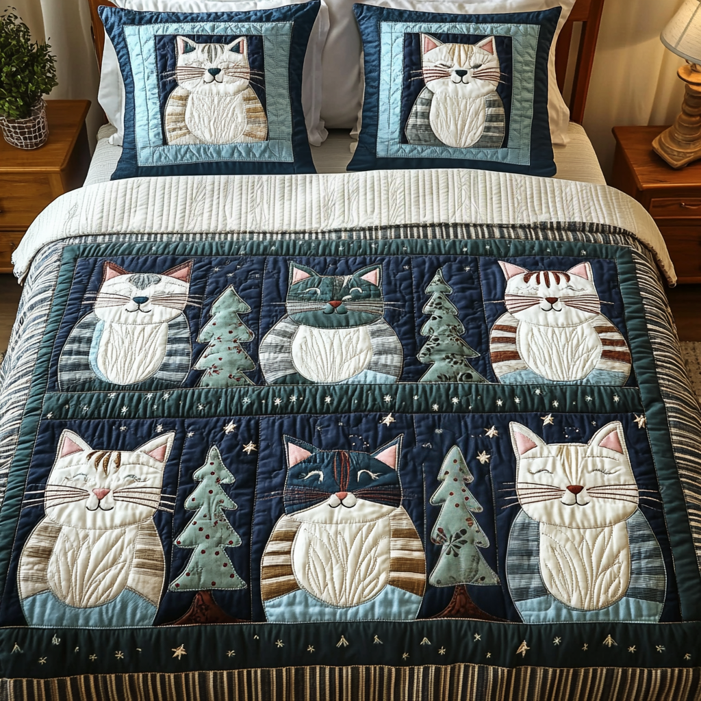 Milky Way Meows Quilted Bedding Set Cat Gifts Milky Way Meows Quilted Bedding Set Cat Gifts