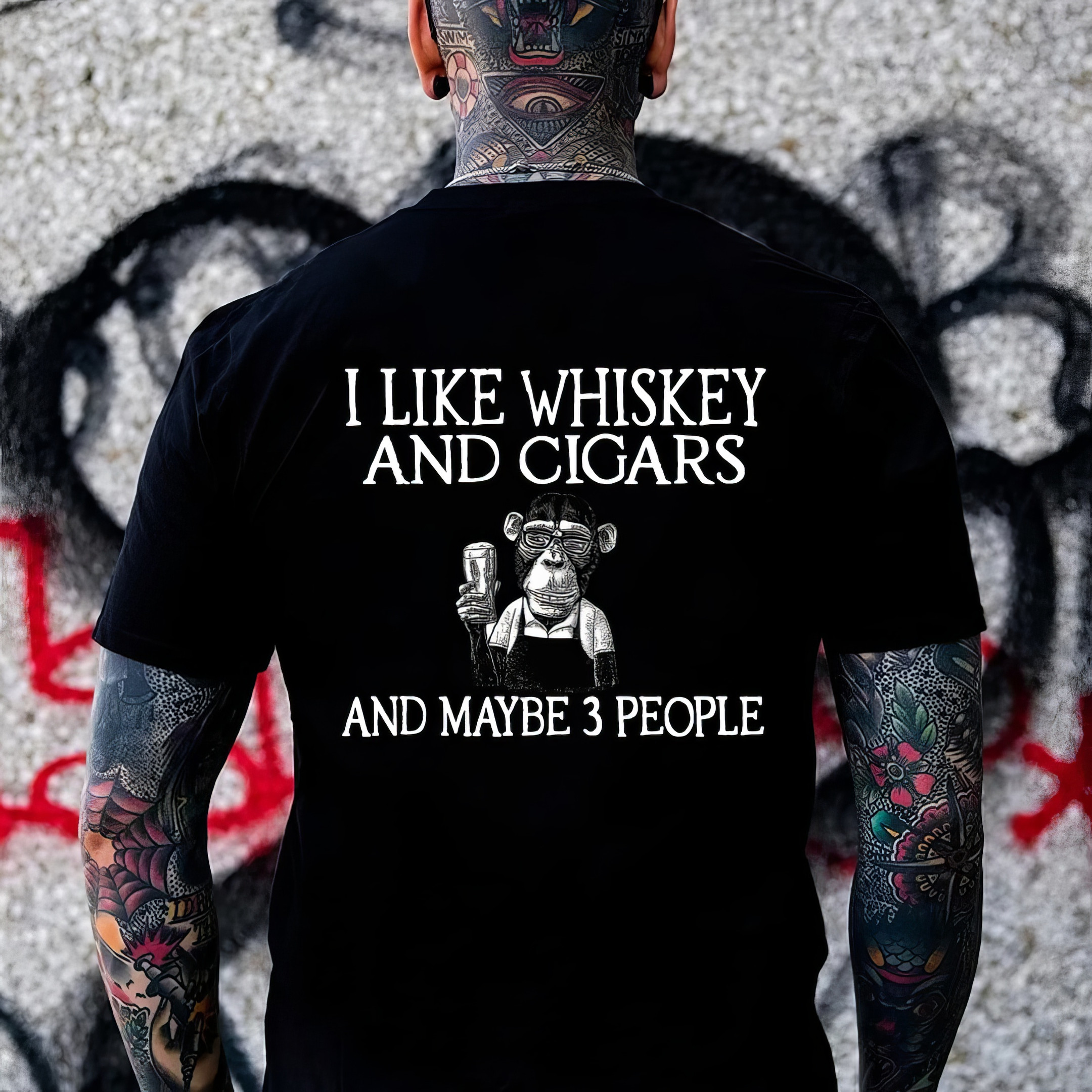 Monkey Beer I Like Whiskey And Cigars And Maybe 3 People T-Shirt Funny Father'S Day Gifts Monkey Beer I Like Whiskey And Cigars And Maybe 3 People T-Shirt Funny Father'S Day Gifts