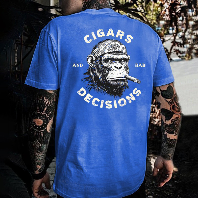 Monkey Cigars And Bad Decisions T-Shirt Retirement Gift Ideas For Men Monkey Cigars And Bad Decisions T-Shirt Retirement Gift Ideas For Men