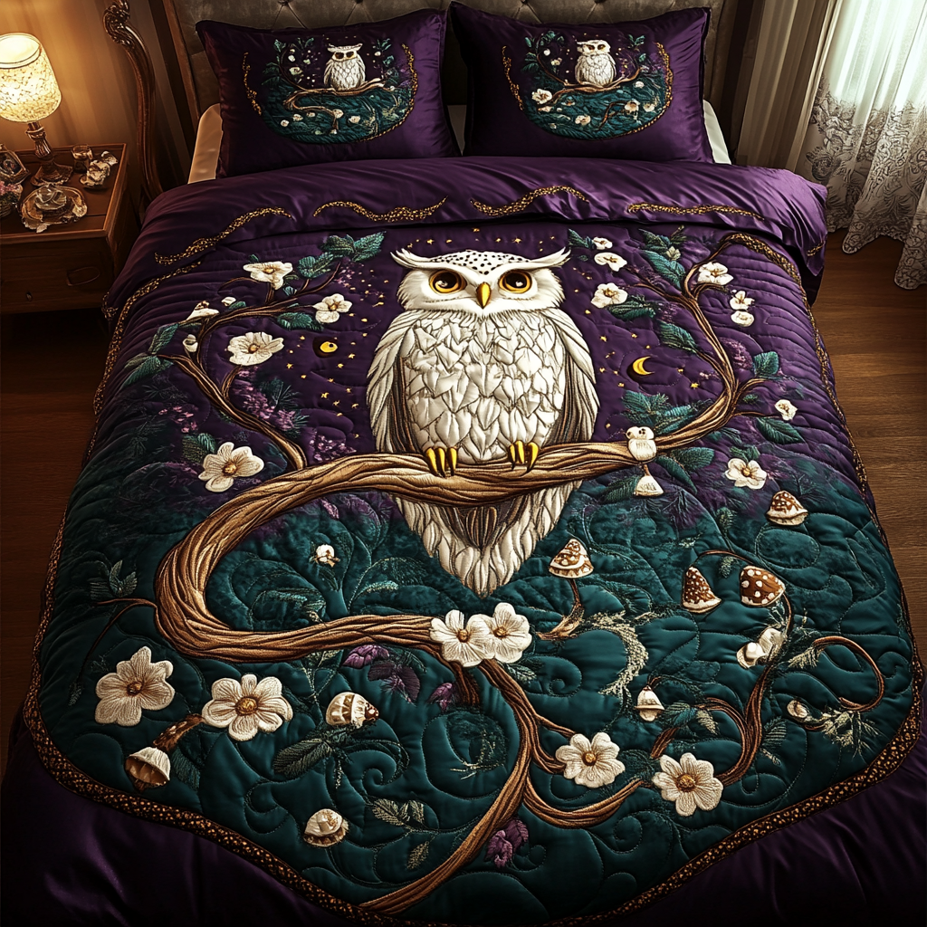 Moonlit Perch Quilted Bedding Set Gifts For Owl Lovers Moonlit Perch Quilted Bedding Set Gifts For Owl Lovers