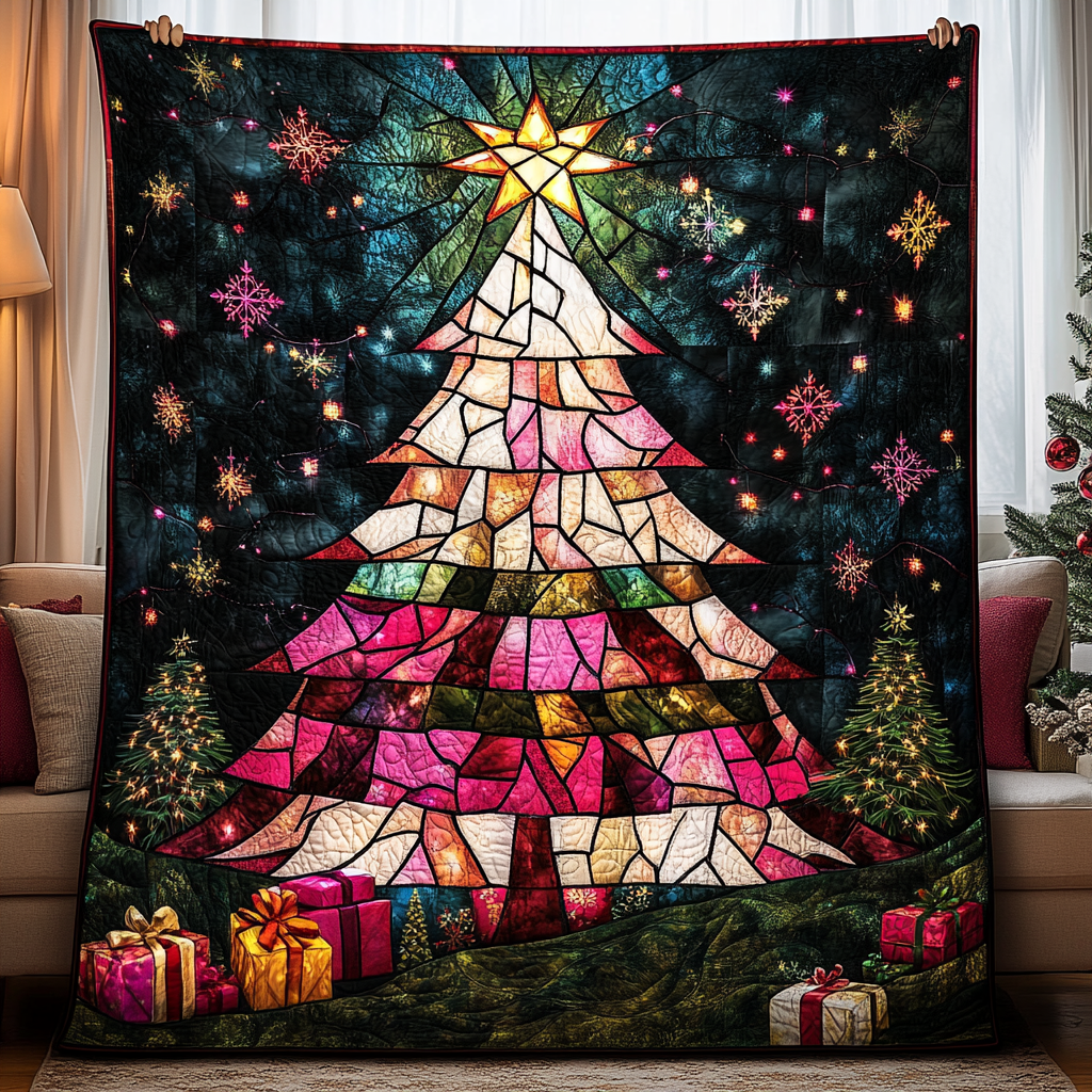 Mosaic Tree Christmas Quilted Blanket Unique Religious Gifts Mosaic Tree Christmas Quilted Blanket Unique Religious Gifts