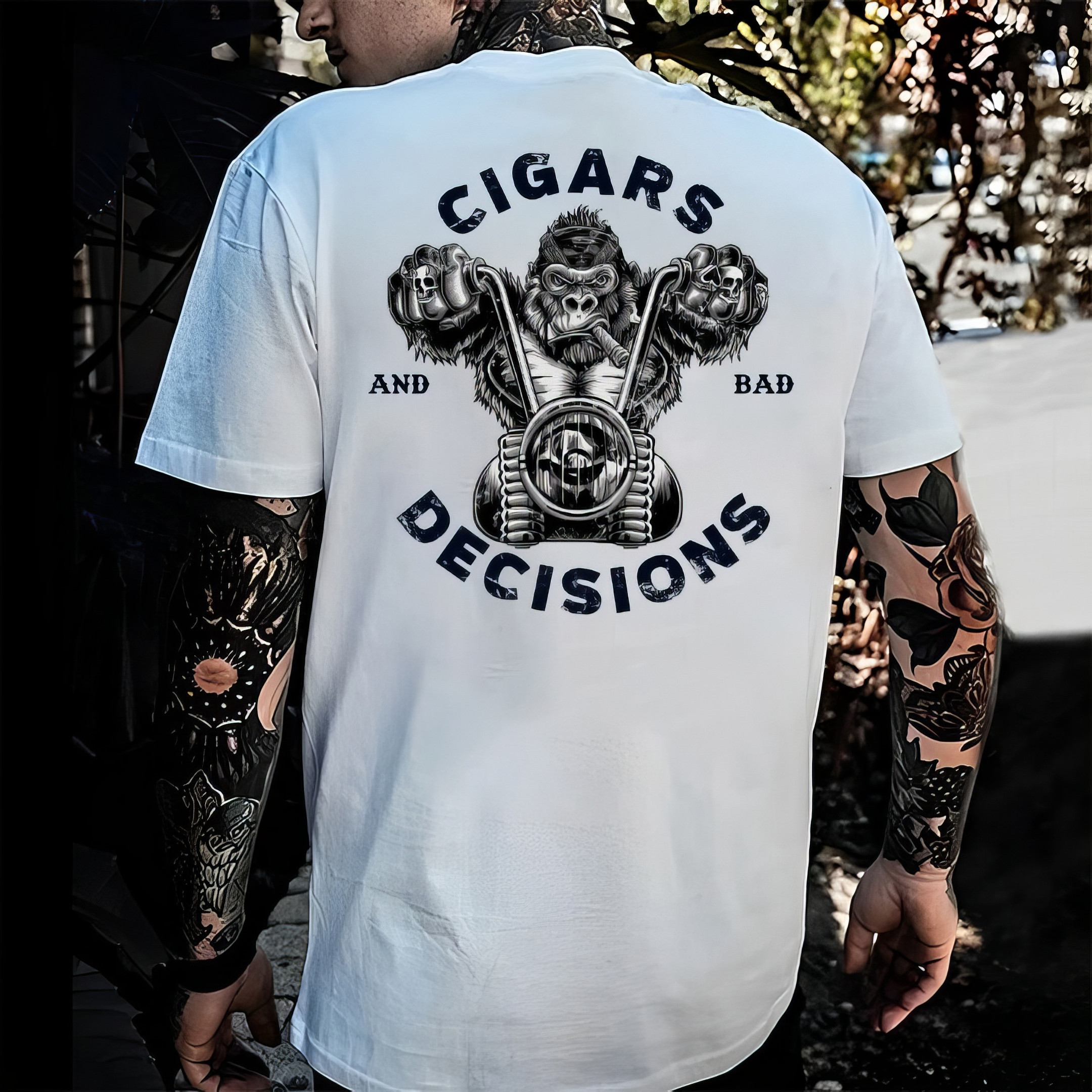Motor Monkey Cigars And Bad Decisions T-Shirt Meaningful Father'S Day Gifts Motor Monkey Cigars And Bad Decisions T-Shirt Meaningful Father'S Day Gifts