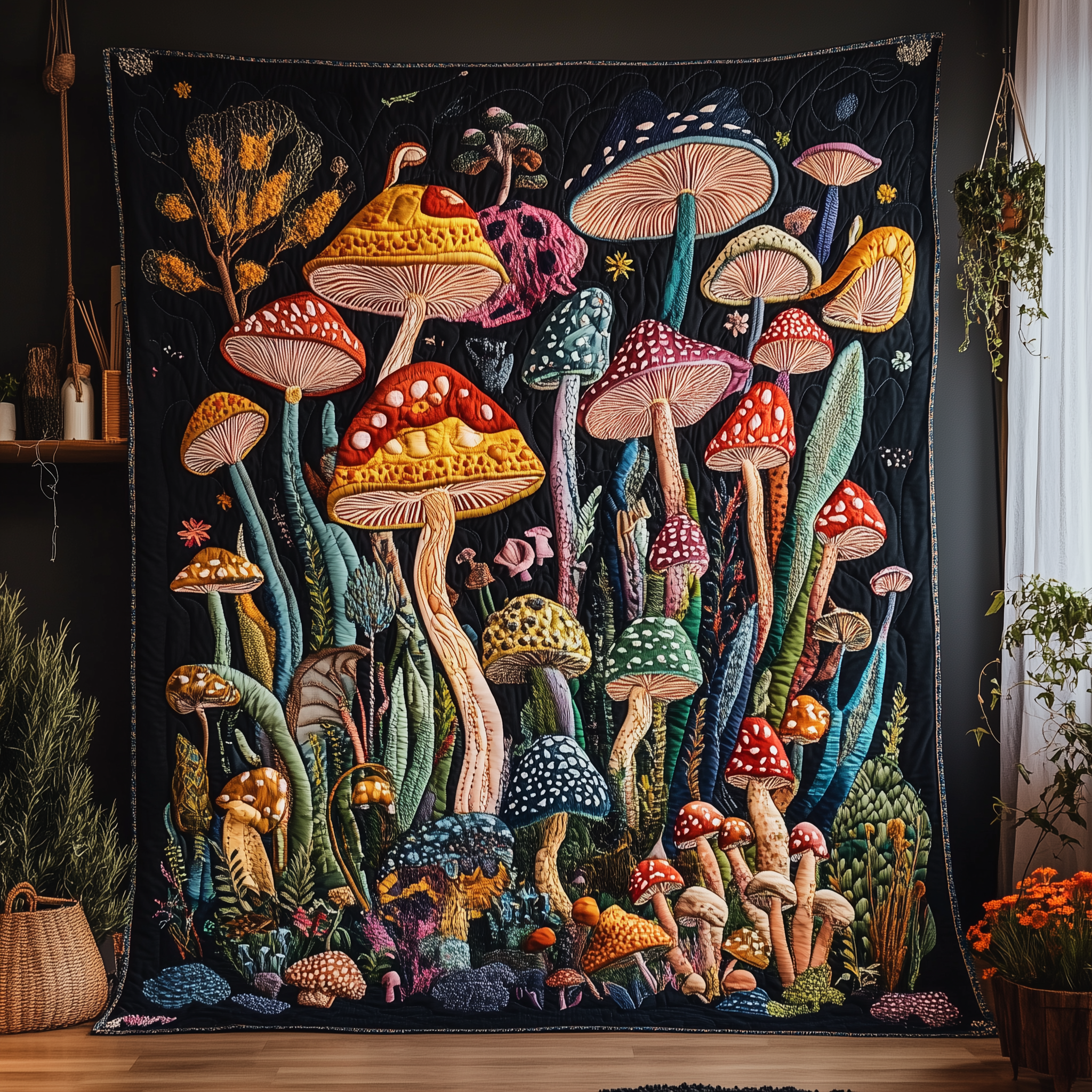 Mushroom Quilted Blanket Best Throw Blanket Cute Mushroom Gifts For Him Her Mushroom Quilted Blanket Best Throw Blanket Cute Mushroom Gifts For Him Her